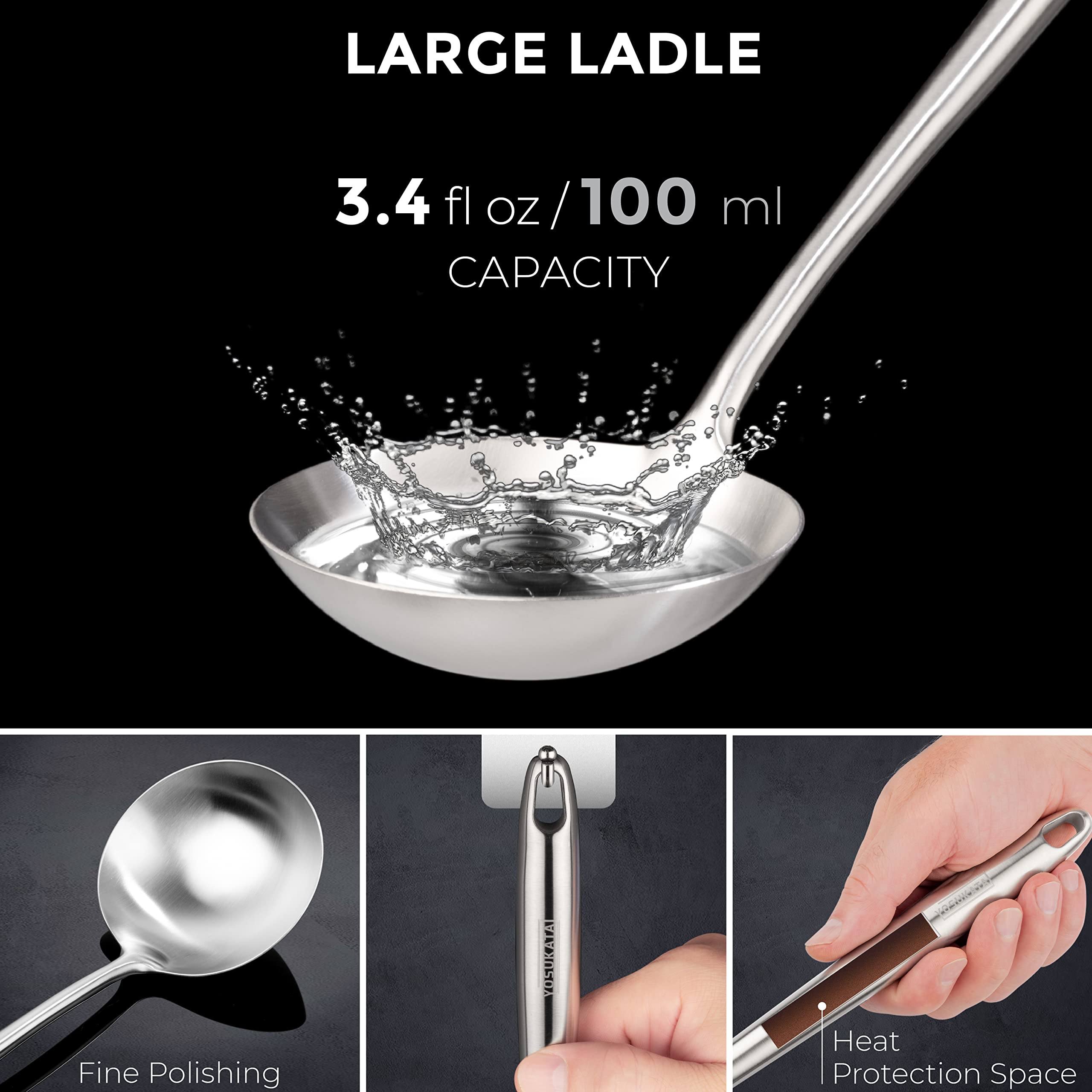 Yosukata 17 Wok Spatula And Ladle - Set Of 2 Heat-Resistant Wok Tools - Universal Wok Ladle And Spatula - High-Grade Stainless S