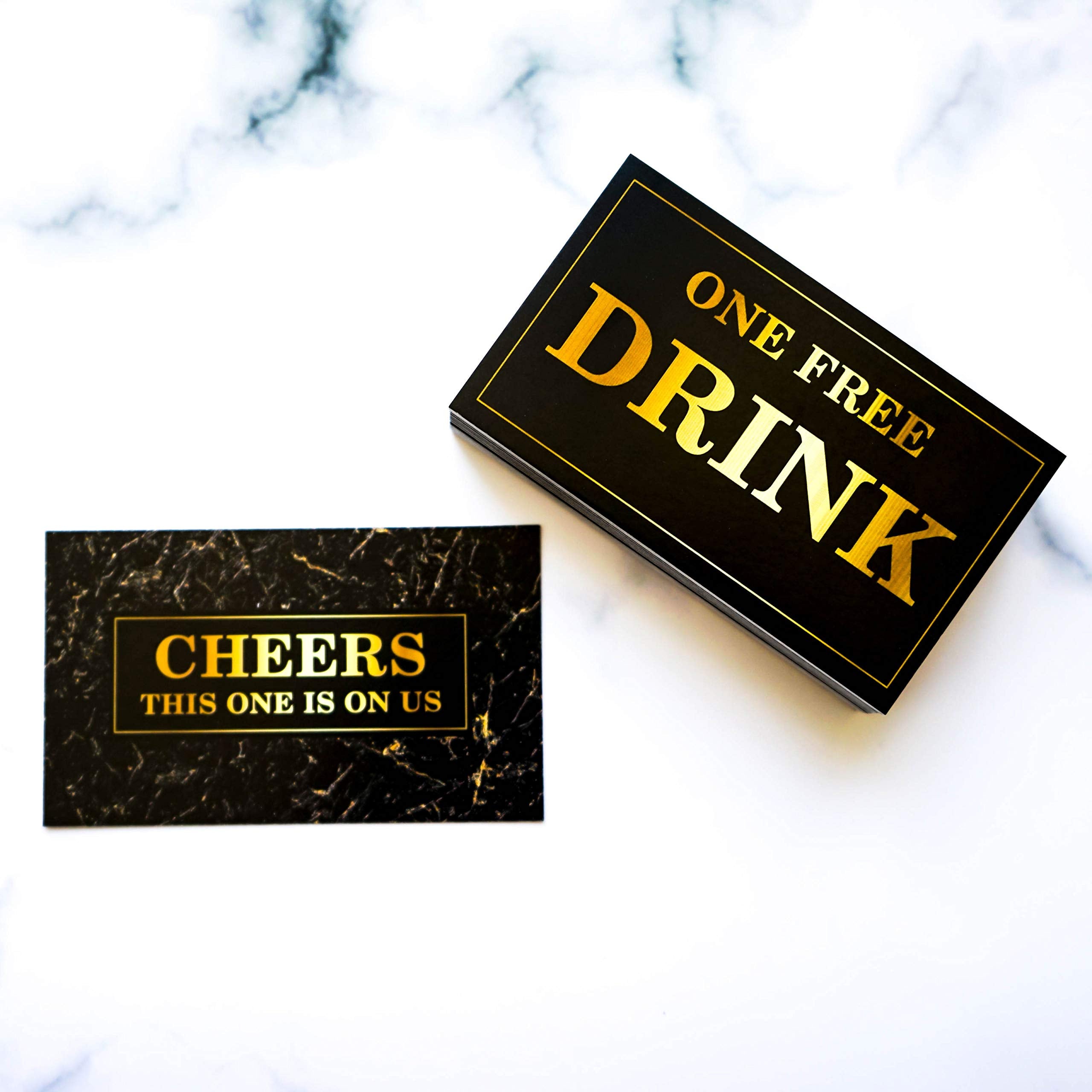 Rxbc2011 100 Free Drink Tickets For Party Marble Card For Free Drink Coupons Wedding Halloween Work Event Bar Black Gold
