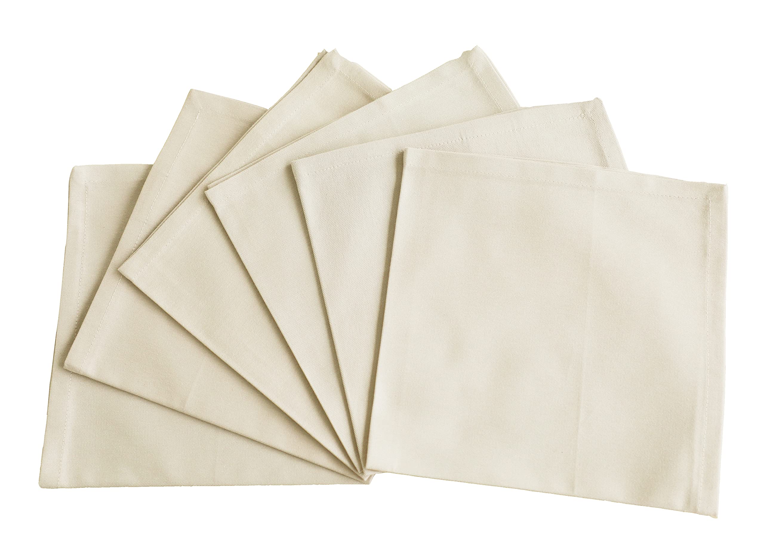 Cotton Beige Napkins Set Of 6 Solid Soft With Hemmed Edges Hotel Quality 18X18 Inch Dinner Napkin For Weddings, Home Dining, Tab