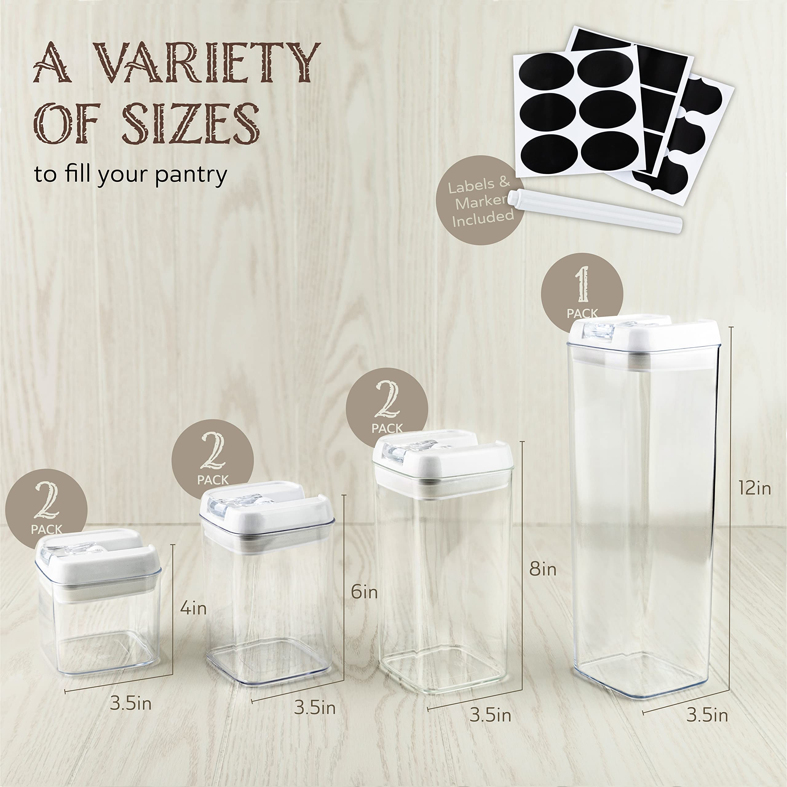 Oizeir Airtight Food Storage Containers, Clear Plastic, Lid Lock, Reusable Stickers, Various Sizes, Bpa Free, Perfect Dry Food S