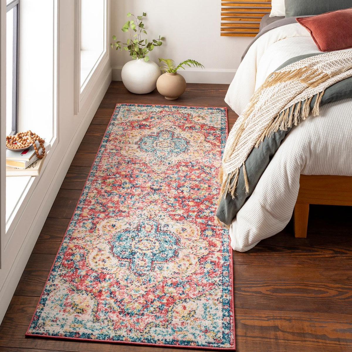 Livabliss Romaine Vintage Medallion Runner Area Rug, 27 X 76, Rose/Nav ...
