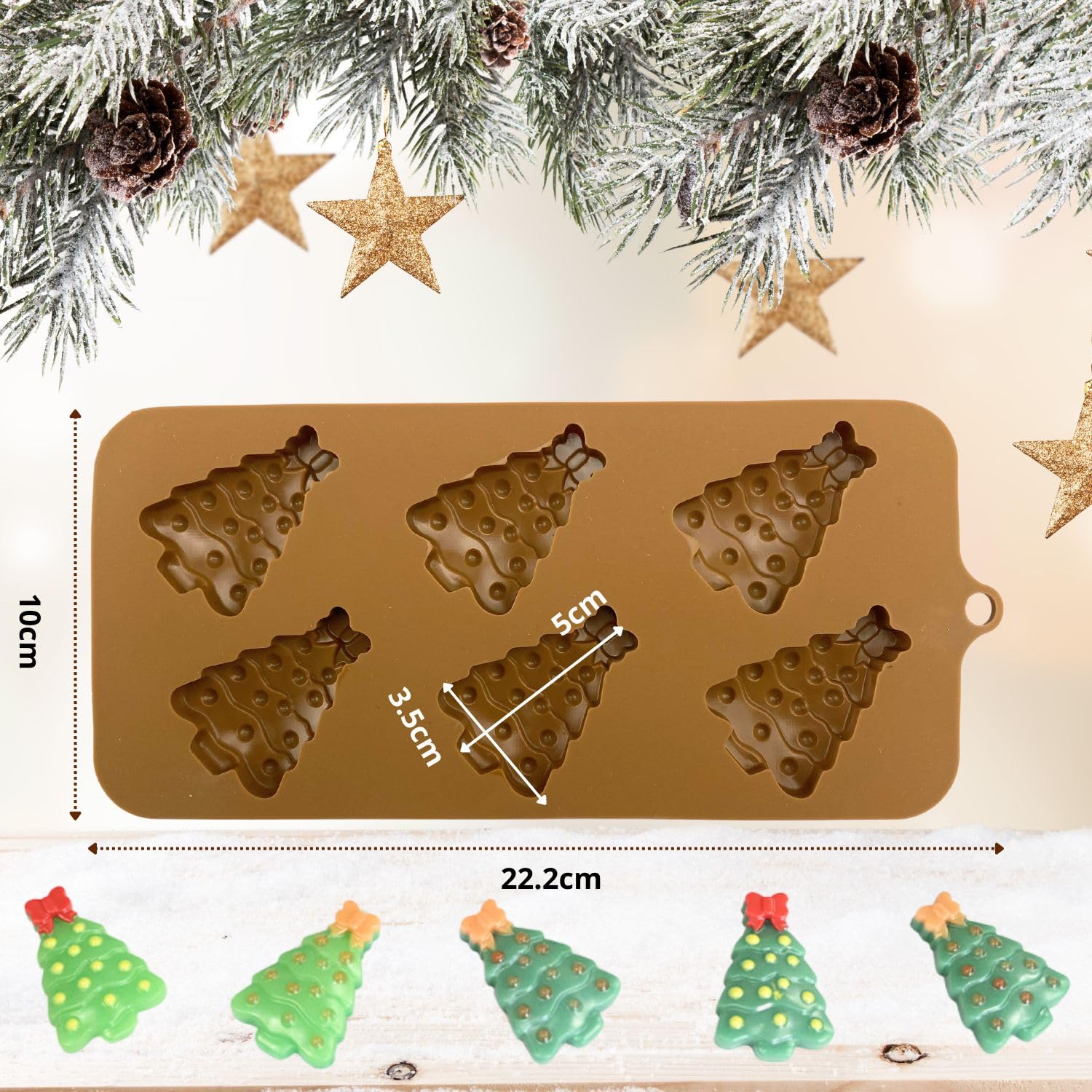 1 Piece Christmas Tree with Bow Silicone Chocolate Molds Xmas 3D Chocolate Candy Moulds