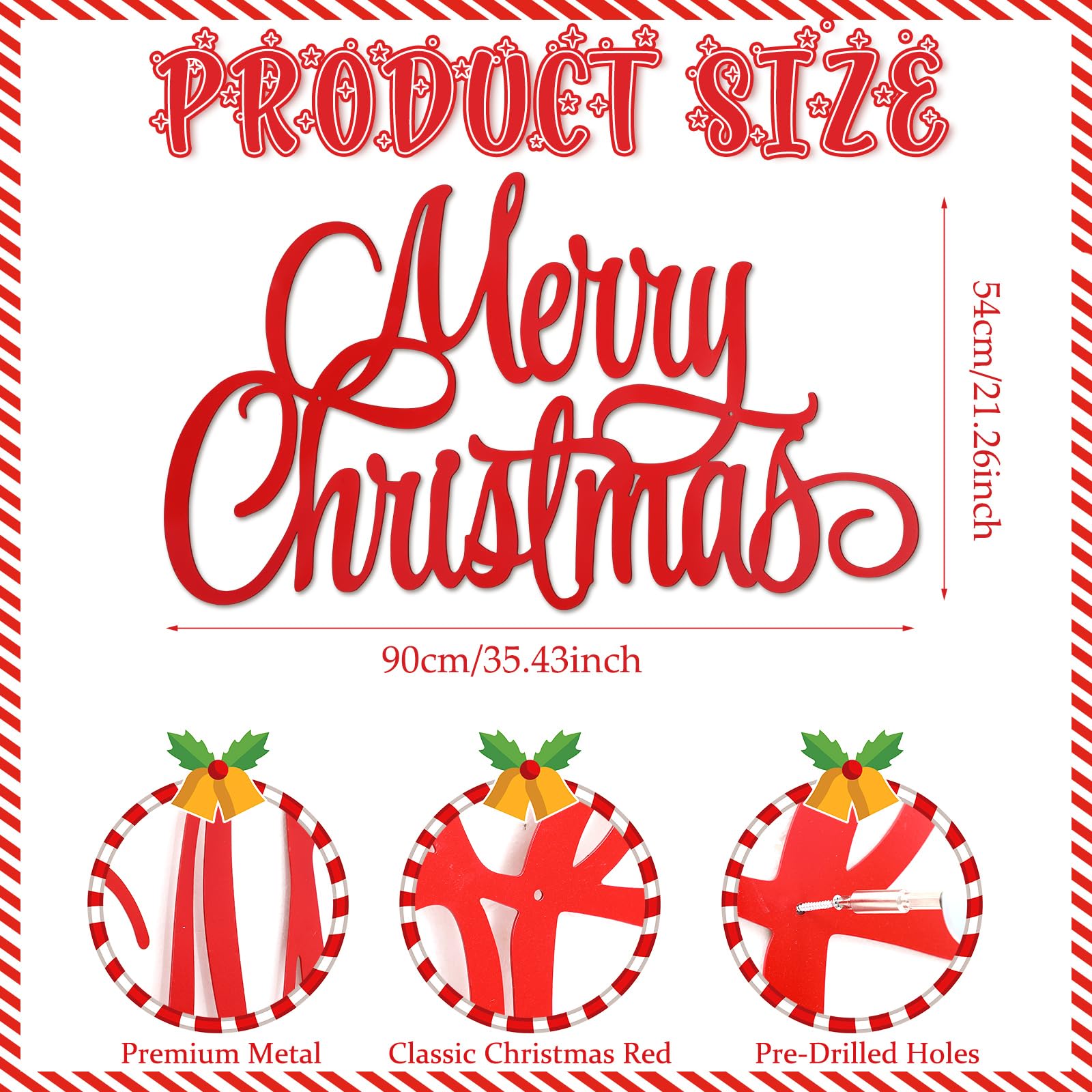 Moxweyeni Large Metal Merry Christmas Wall Sign Merry Christmas Word Decor Rustic Xmas Metal Letters Decorative Hanging Wall Sig