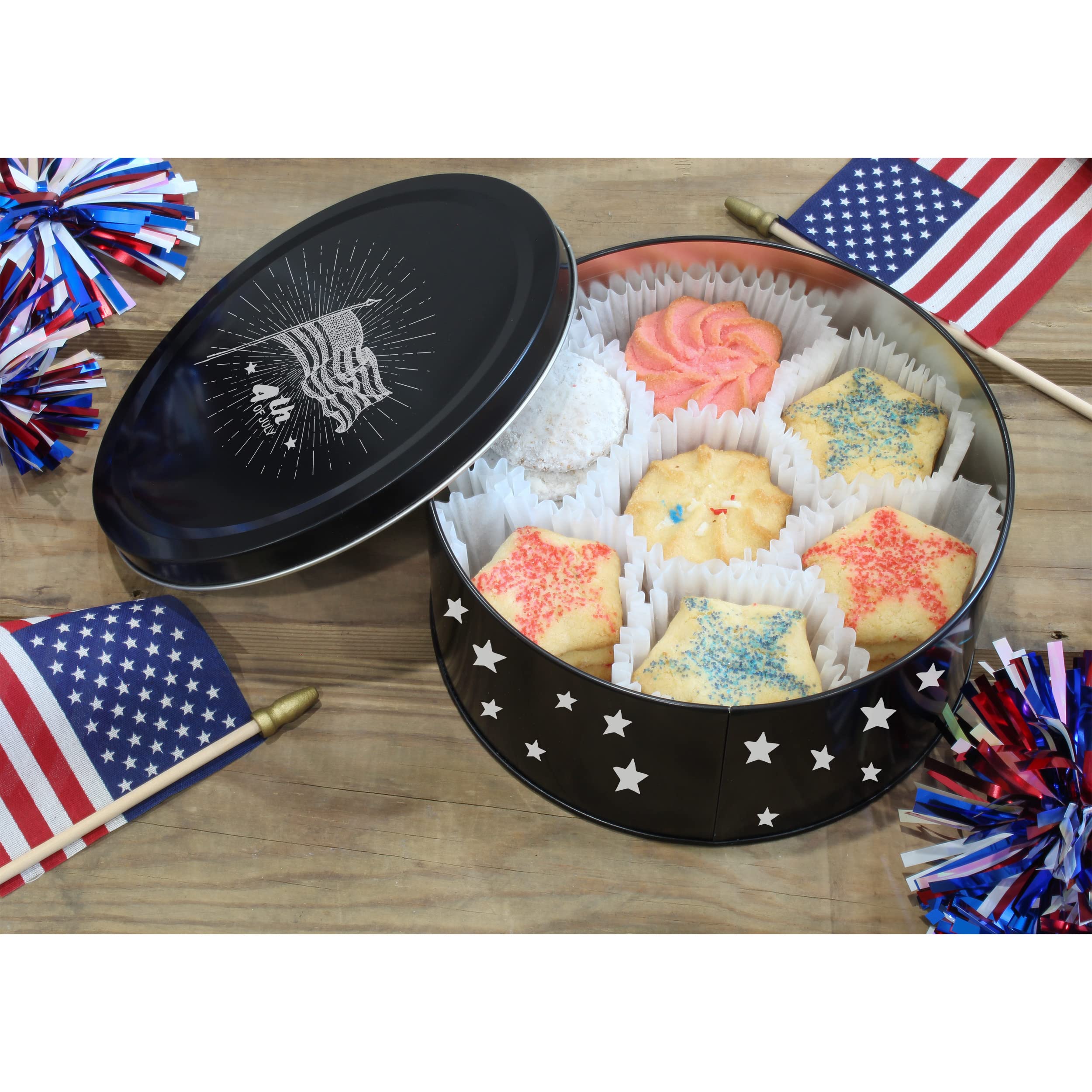 Decorae Black Chalkboard Cookie Tins (Set Of 2); Round Baking And Cake Tins For Special Occasion And Holiday, 7.75- Inch Wide By