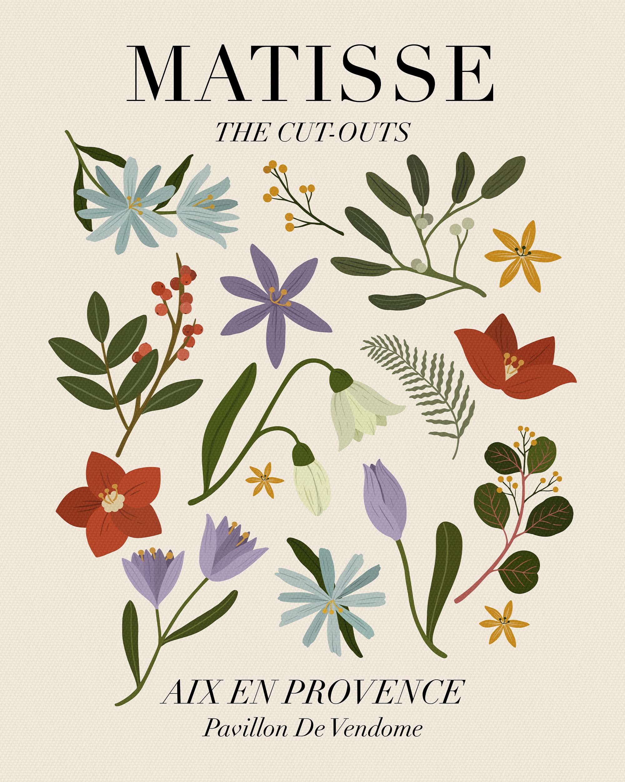 Abstract Matisse Wall Art Decor,Flower Market Prints Set Of 3,Unframed Green Wall Art Exhibition Posters,12X16In Quality Canvas