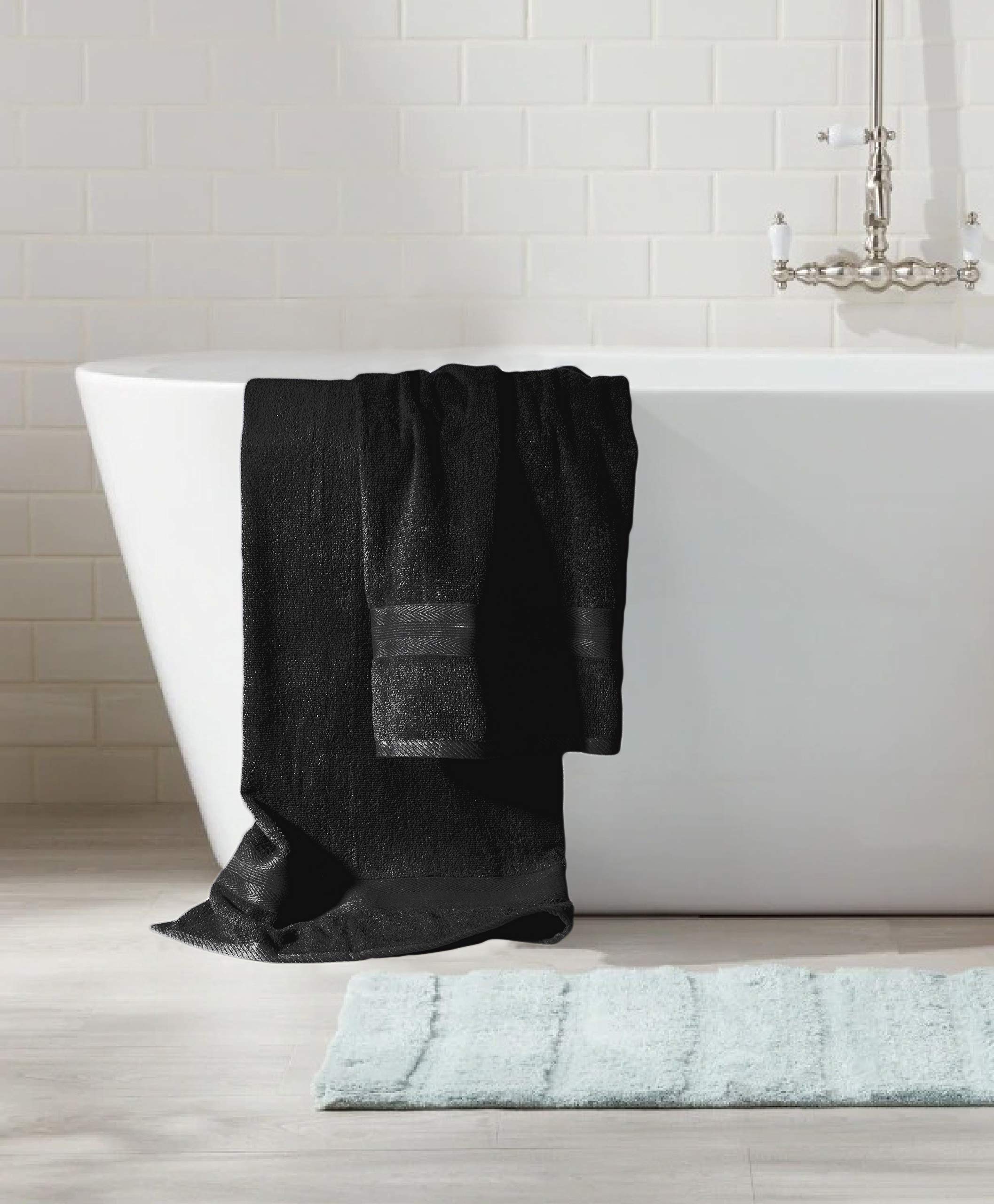 BOUTIQUO White Towel Set - 8 Piece Bathroom Towel Set - 100% Ring Spun Cotton  2 Bath Towel 27x54  2 Hand Towel 16x28 and 4 Washcloth 13x13 - Ultra Soft Highly Absorbent Towel Set - White