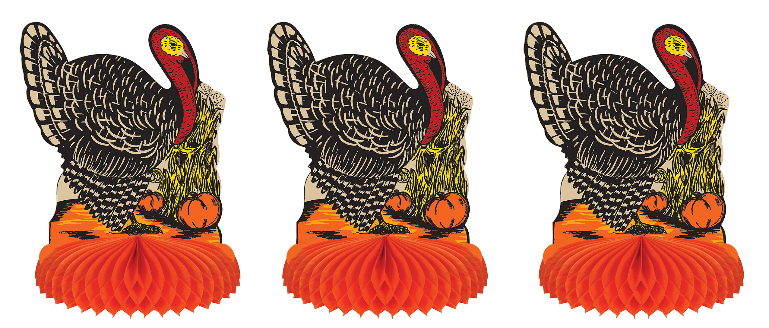 Vintage Fall Harvest Turkey Centerpiece Pack Of 3