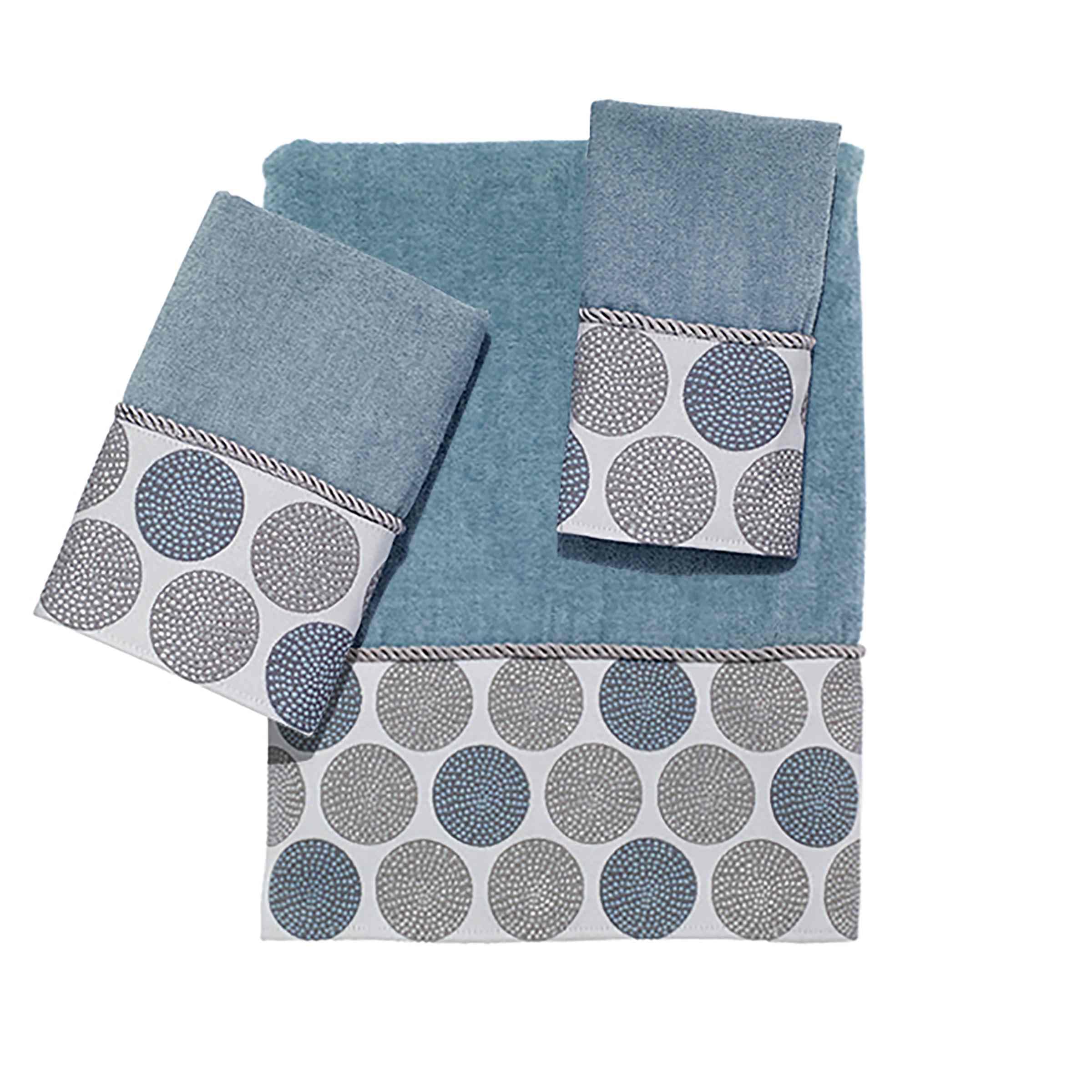 Avanti Linens - Hand Towel, Soft & Absorbent Cotton Towel (Dotted Circles Collection, Mineral)