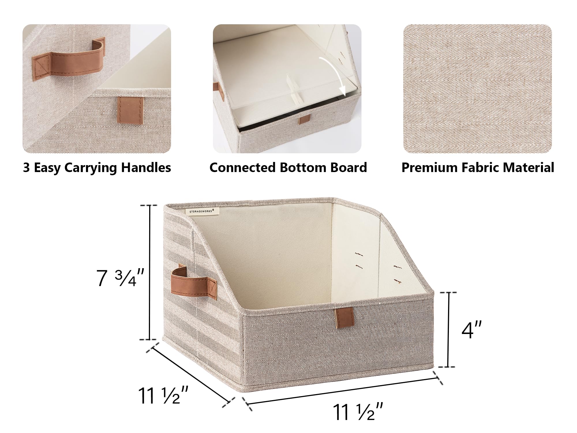 Storageworks Closet Organizer Bins, Trapezoid Storage Box, Fabric Storage Baskets For Shelves, Small, Brown And Beige, 3-Pack