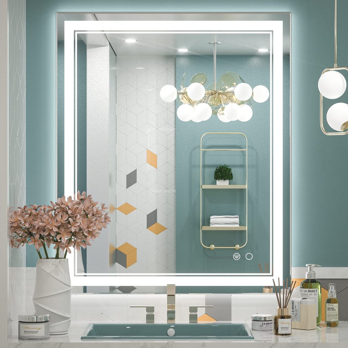 Keonjinn Led Bathroom Mirror, Lighted Bathroom Mirror With Lights, 30 X 36 Inch Led Vanity Mirror, Wall Mounted Anti-Fog Dimmabl