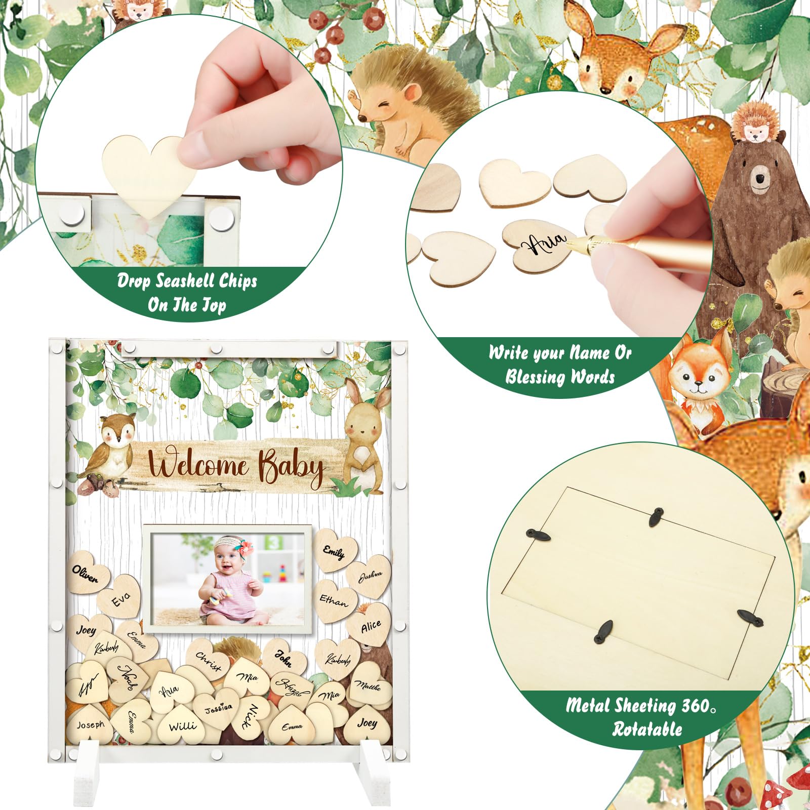 Beeveer 65 Pcs Baby Shower Guest Book Alternatives He Or She Gender Reveal Baby Shower Decorations Sign In Guest Book With Pictu