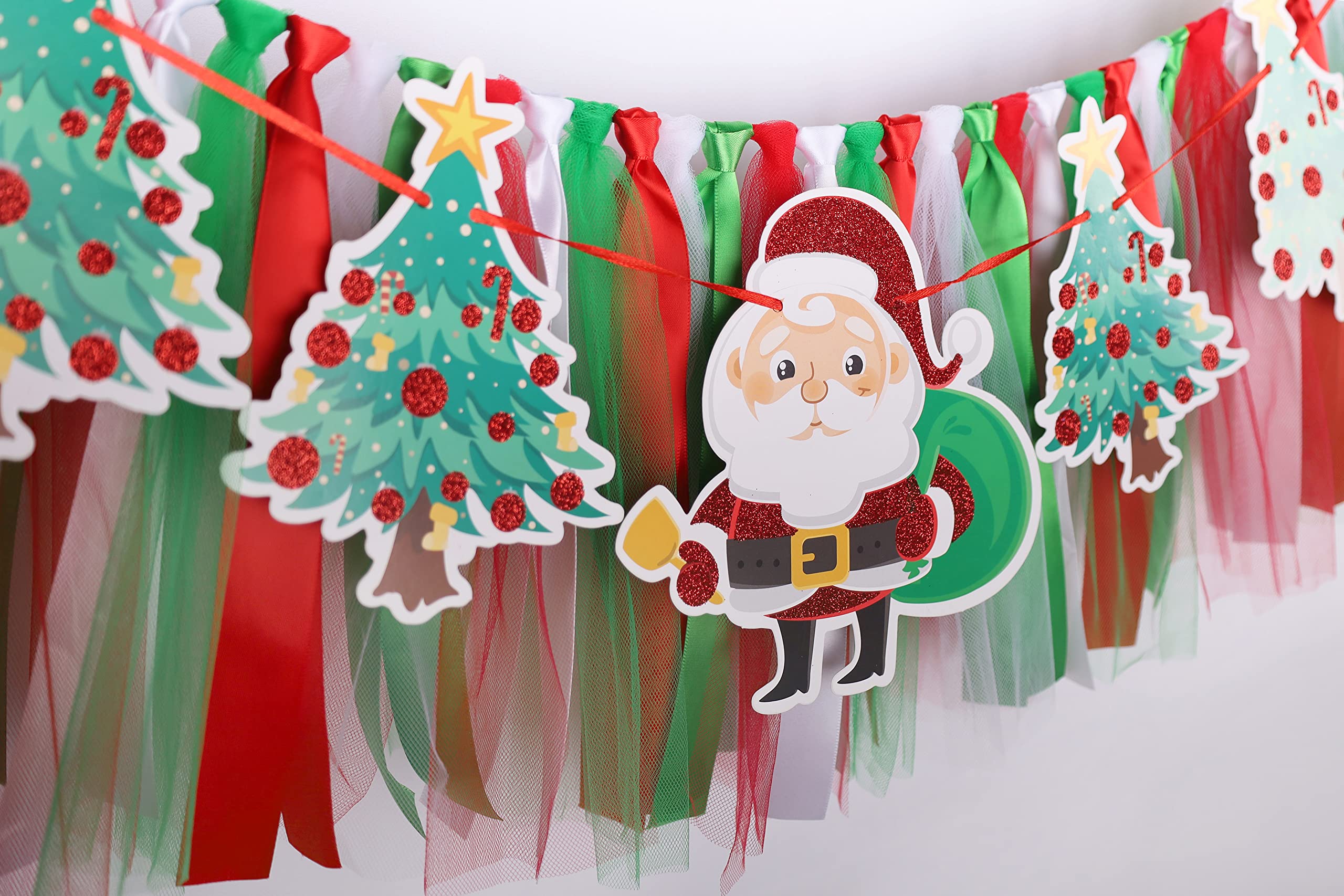 Christmas Highchair Banner Decoration For Baby - High Chair Fabric Garland, Merry Christmas Banner Photo Props, Handmade Party T