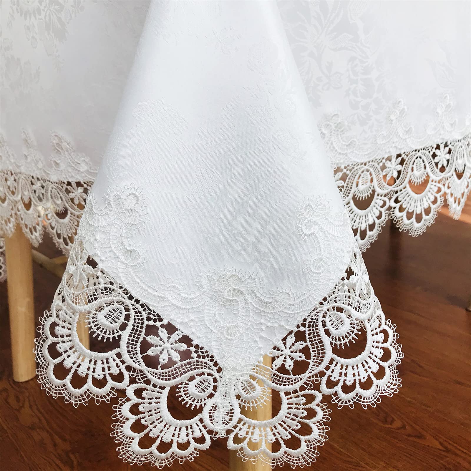 Breksdat Round Tablecloth White Lace 70 For Wedding Dining Tables Banquet Holiday Party Washable Fabric Carnation Flower Decor