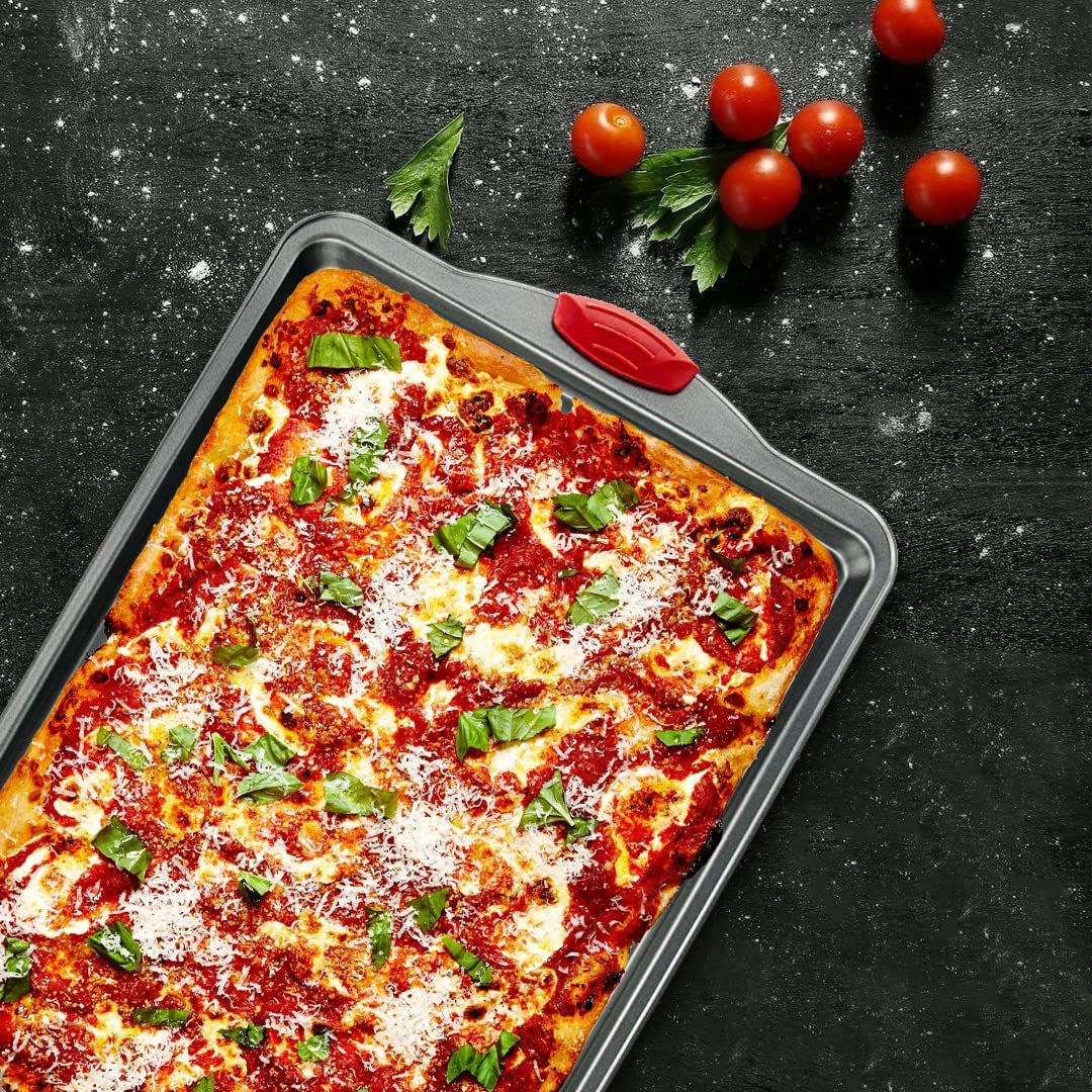 Premium Nonstick Baking Sheet Pans - Set Of 3, Heavy-Gauge Carbon Steel, Warp, Dent, And Rust-Resistant - Gourmet Rimmed Cookie