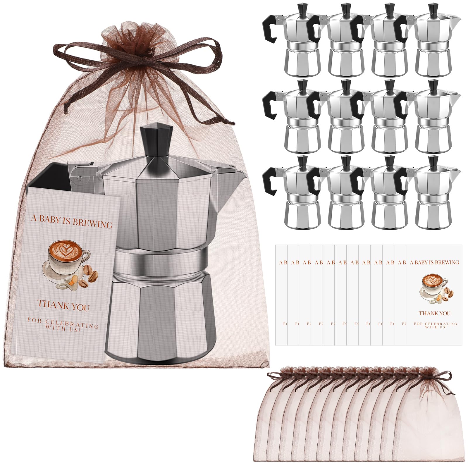Suttmin 12 Set A Baby Is Brewing Baby Shower Party Favors Aluminum Moka Pot