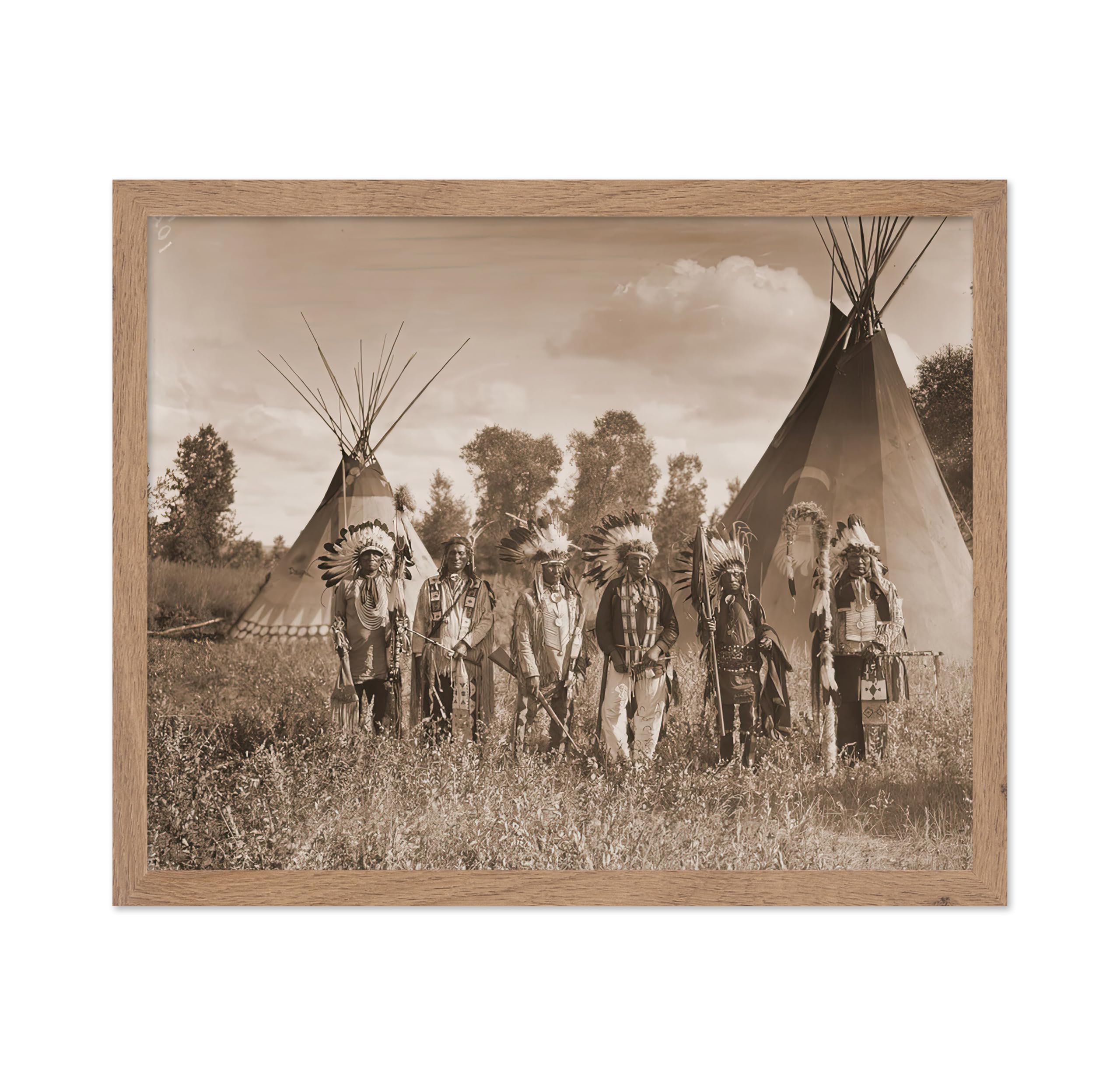 Poster Master Vintage Native American Poster - Retro Crow Creek Warrior Print - Crow Reservation Art - Indian Tribe Art - Gift f