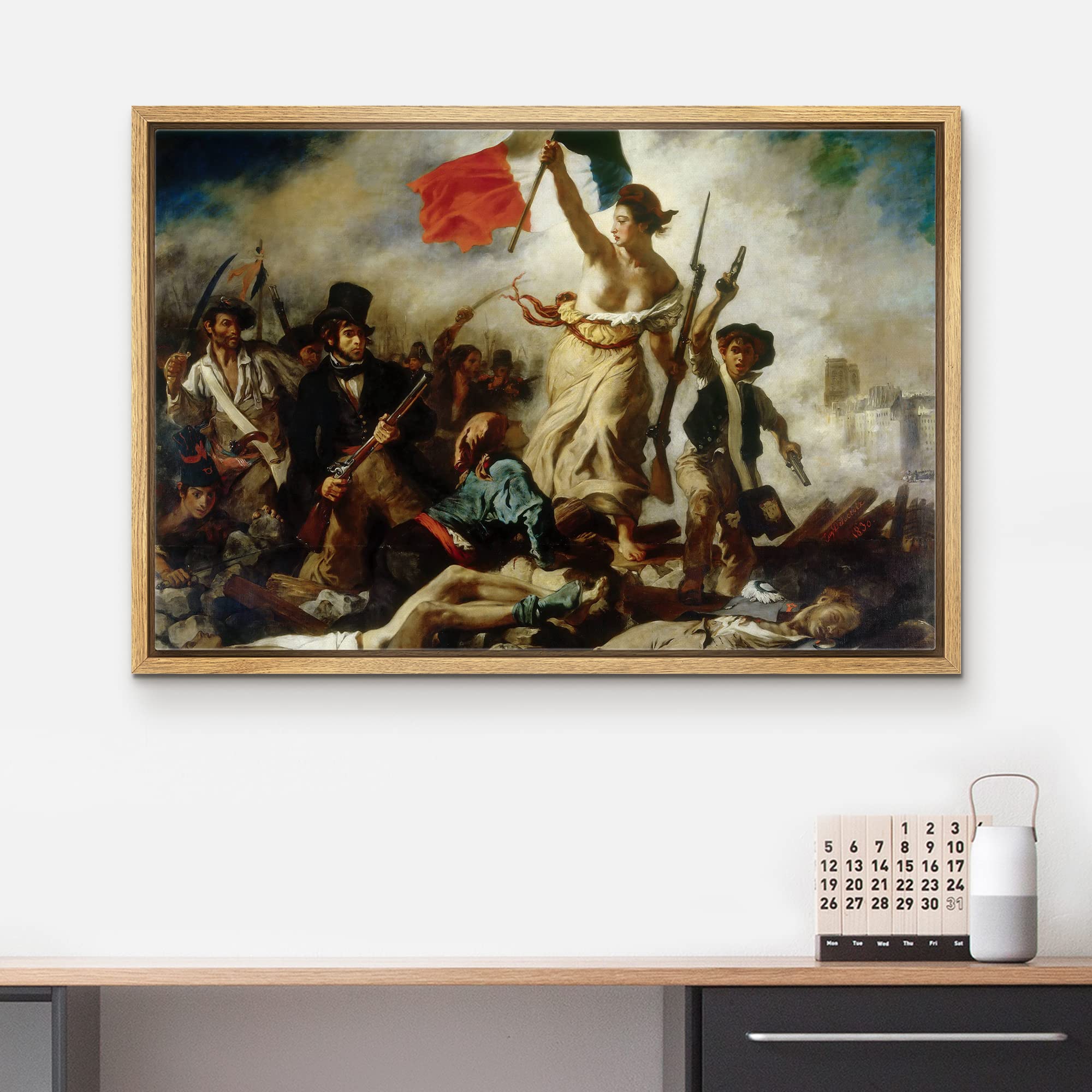 Wall26 Liberty Leading The People By Eugene Delacroix Giclee Framed Canvas Prints Wrapped Gallery Wall Art | Stretched And Frame