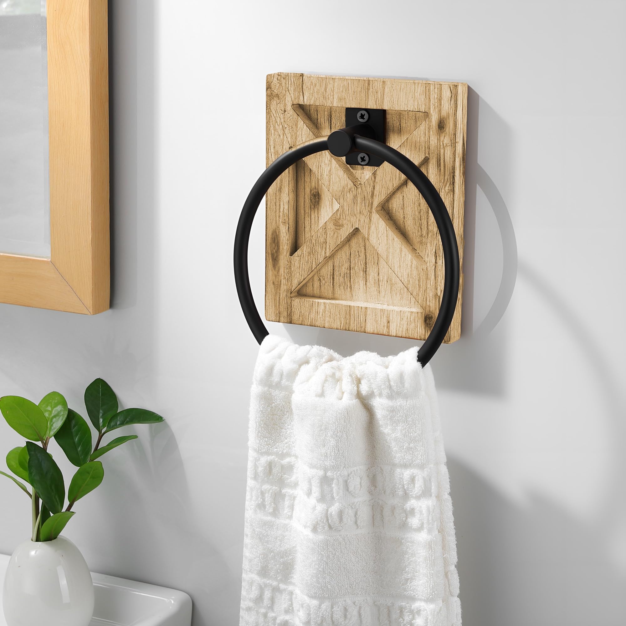 Wall Mounted Rustic Towel Holder for Bathroom, Farmhouse Towel Rack Holder, Country Decor Hand Towel Holder, Bath Towel Hanger w