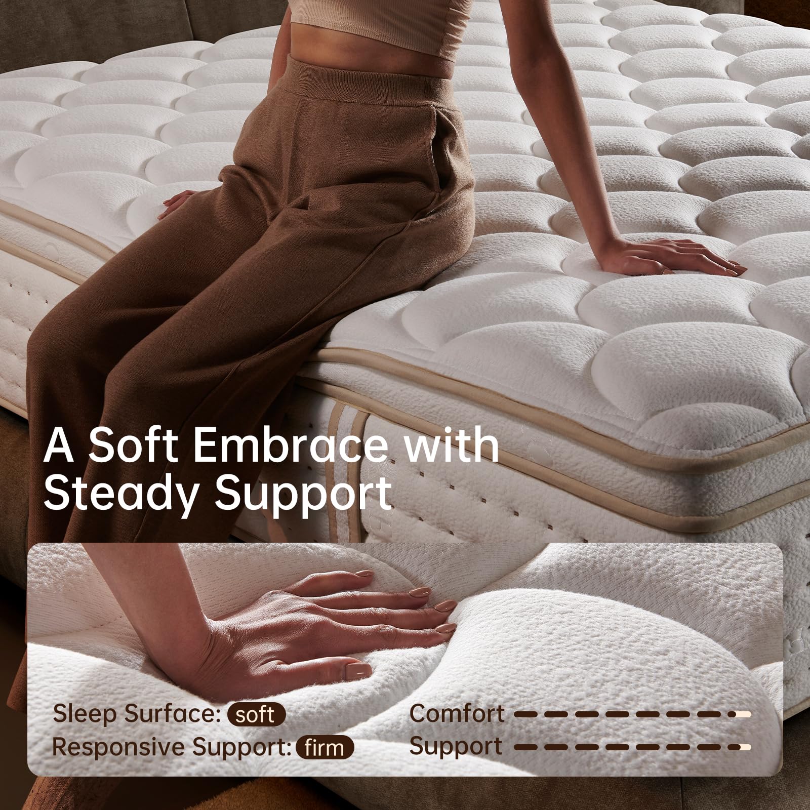 OFFTR z Queen Mattress 14 Inch Mattress Queen Size in a Box,Superior Hybrid Mattress with Memory Foam for Extra Lumbar Support,1