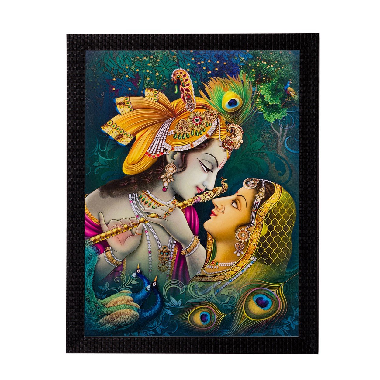 Ecraftindia Radha Krishna Matt Textured Framed Uv Art Painting
