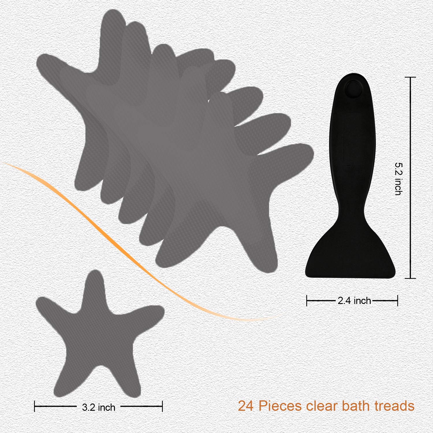 Secopad Anti Slip Shower Stickers  24 PCS Safety Bathtub Stickers Adhesive Decals with Premium Scraper for Bath Tub Shower Stairs Ladders Boats (Gray)