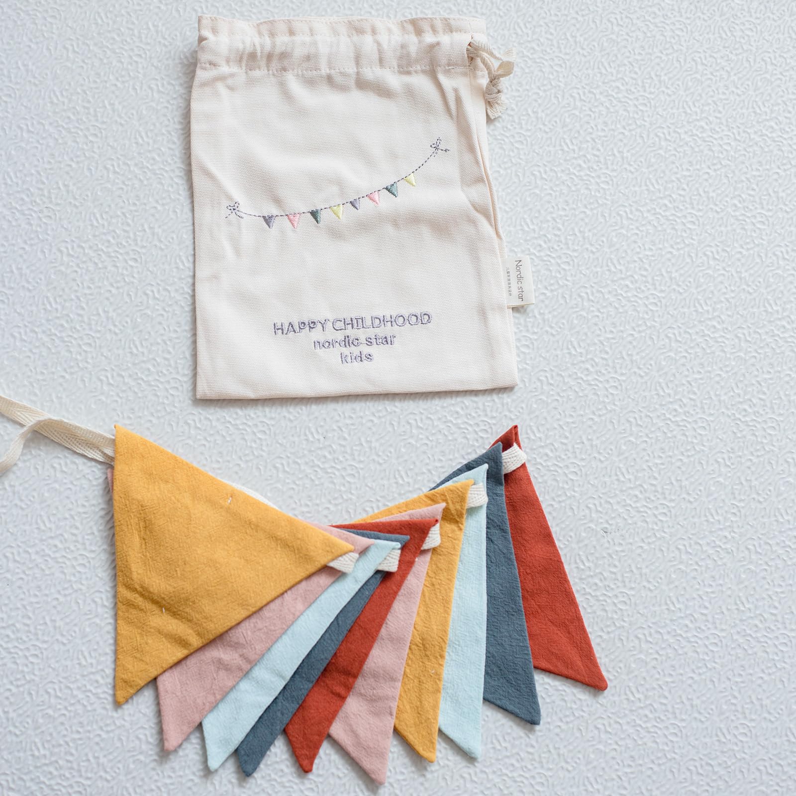 3.9ft Half Circle Cotton Banner - Double-Sided Nursery & Kids Room Decor for Tents, Birthday Parties | Soft Pastel Hanging Penna