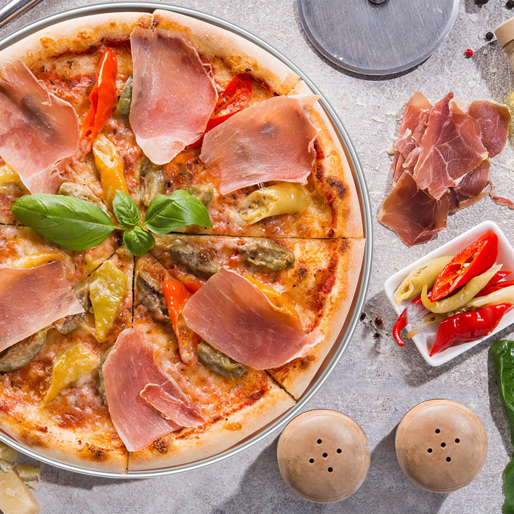 P&P Chef Pizza Pans, 13 Inch Stainless Steel Pizza Tray, Round Pizza Dish Plate For Oven Baking, Healthy & Heavy Duty, Rust Free