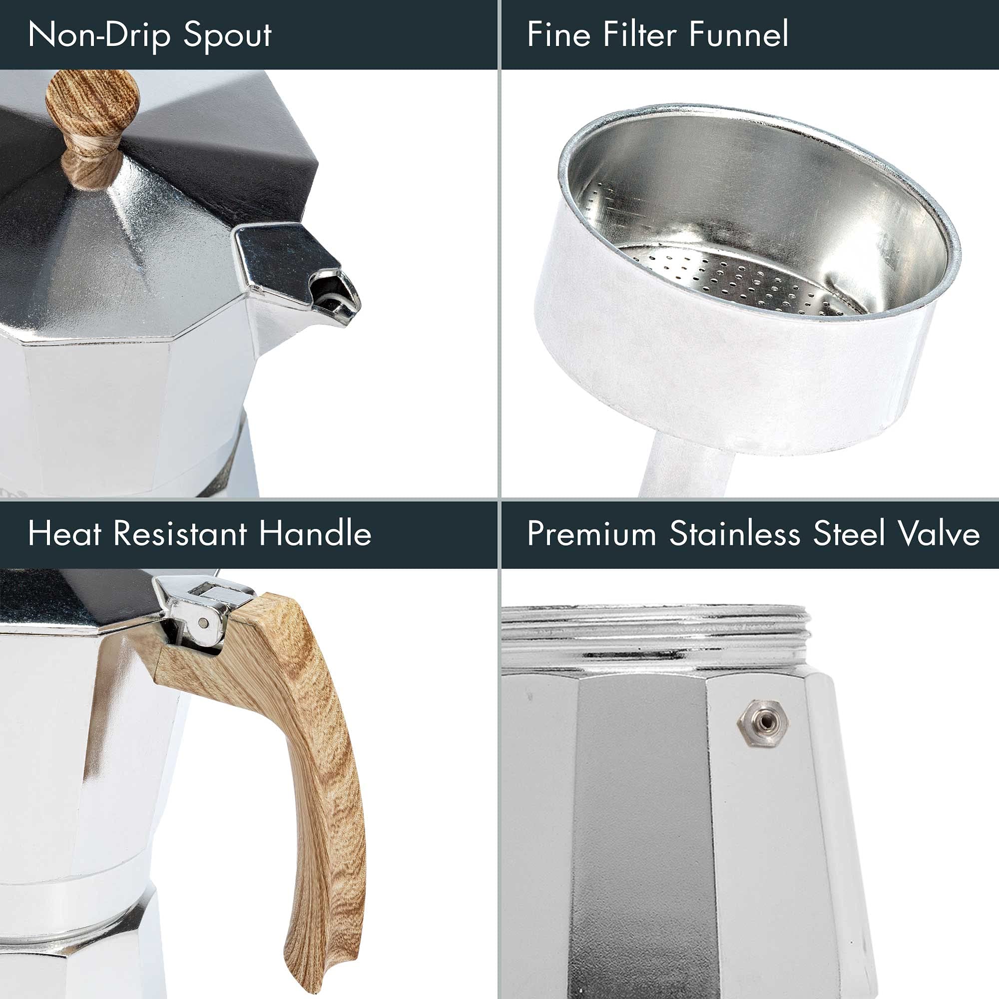 Primula Aluminum Stove Top Espresso Maker, Percolator Pot For Moka, Cuban Coffee, Cappuccino, Latte And More, Perfect For Campin