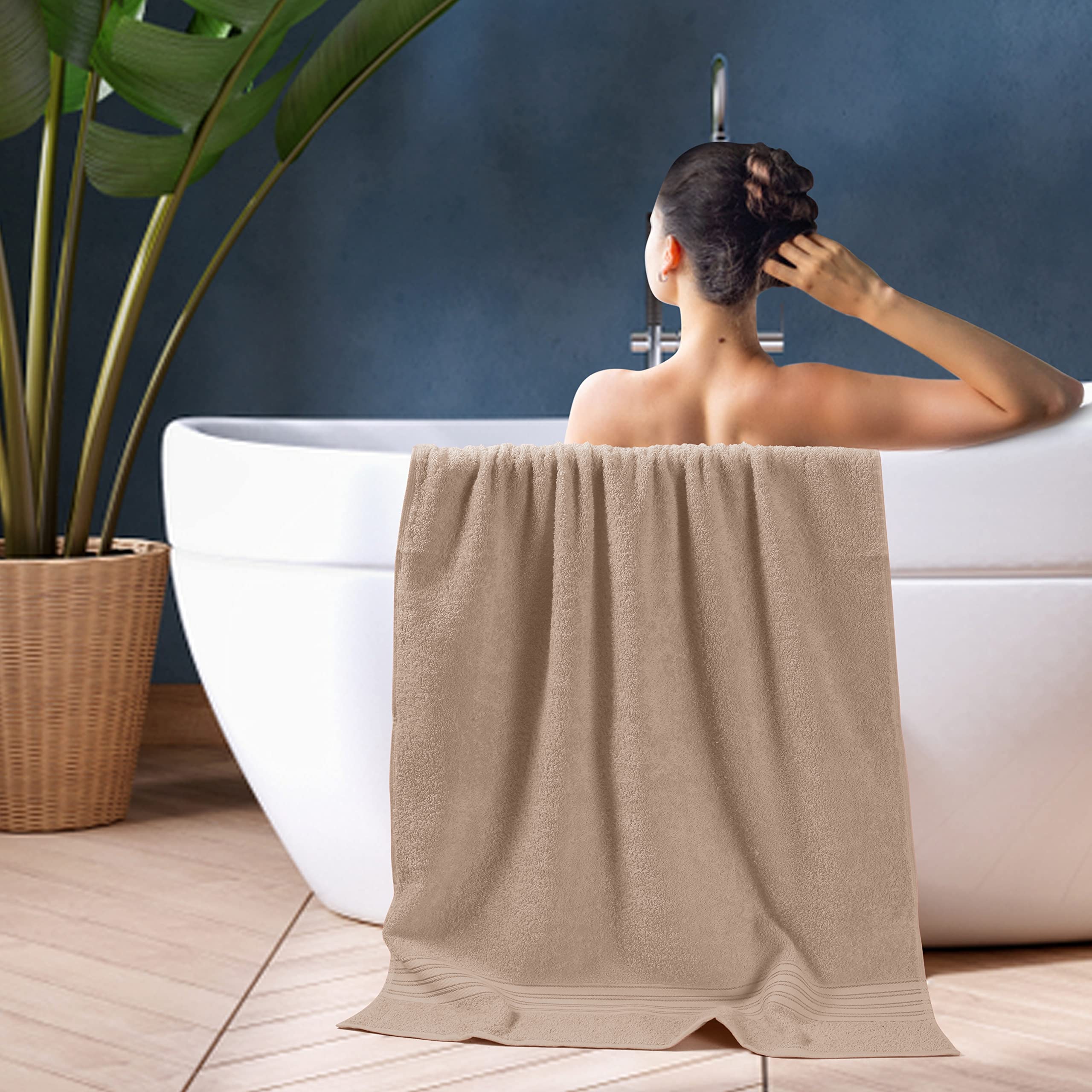 Boutiquo 100% Cotton 2 Pack Bath Towel Set 28X55 Inches, Eco-Friendly Large Bath Towels, Compact Quickdry Lightweight Soft & Hig