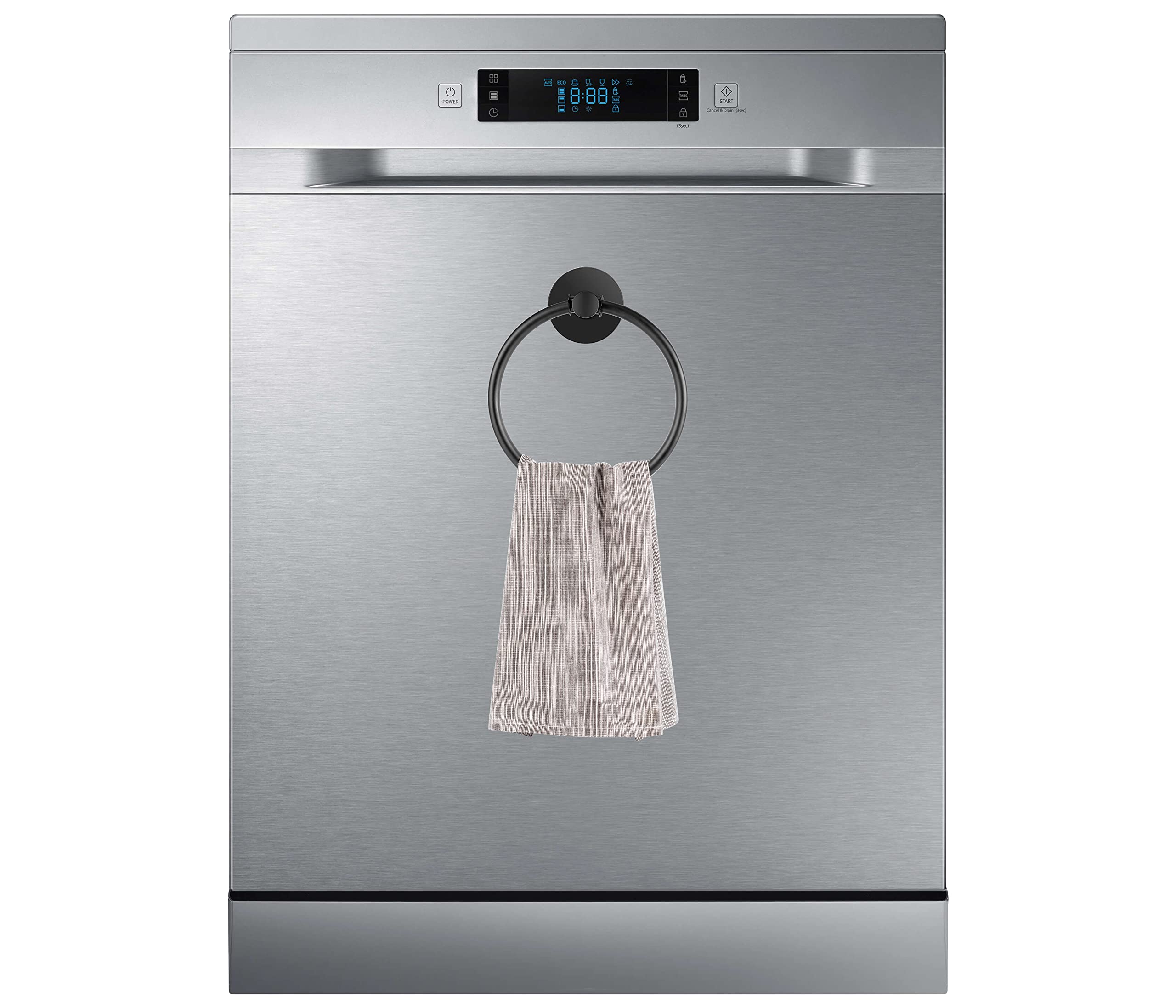 304 Stainless Steel Black Magnetic Towel Ring For Refrigerator, Dishwasher, Laundry Washing Machine, Stove And Etc