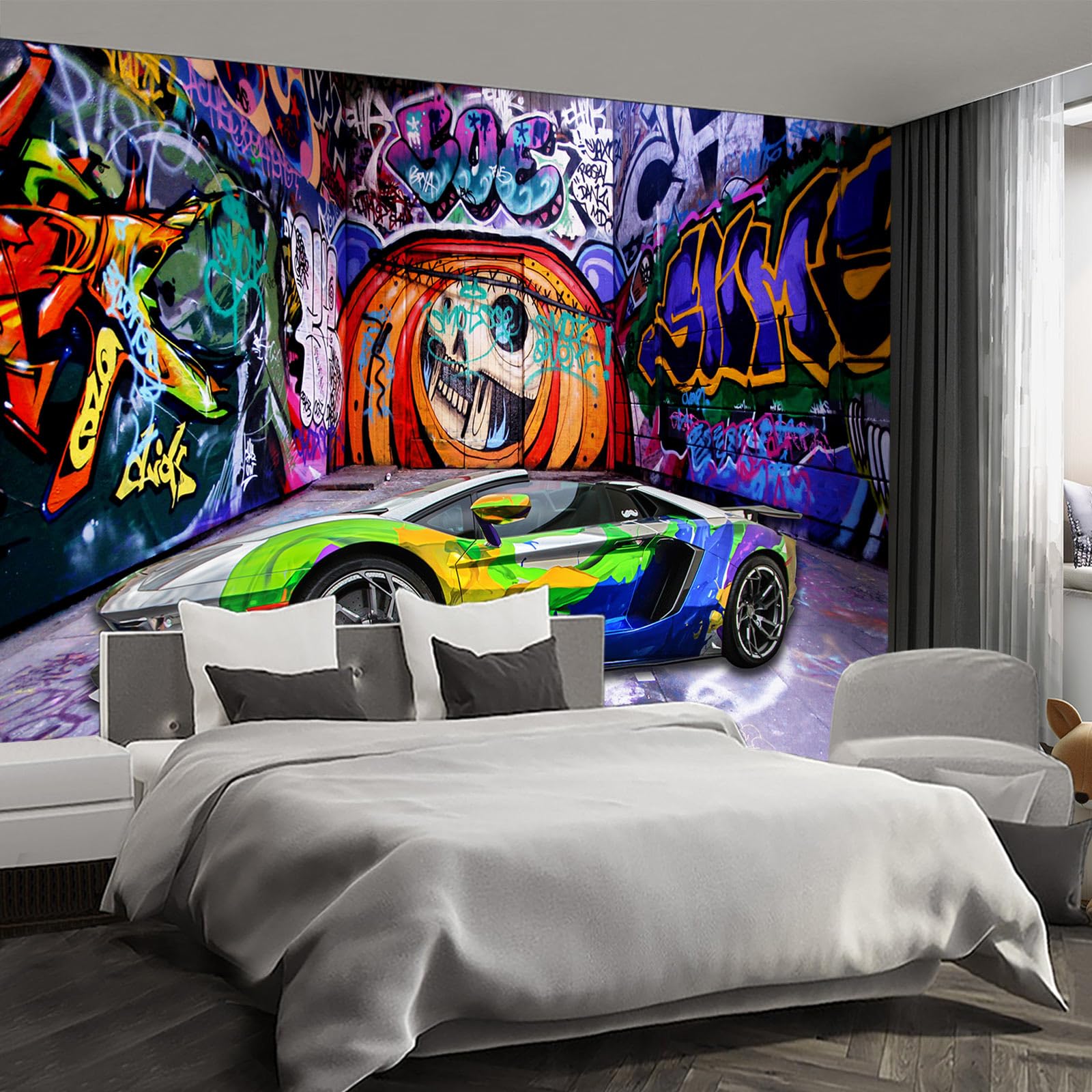 Fightal - Graffiti wall murals Peel and Stick Wallpaper for Bedroom Living Room - 108x157