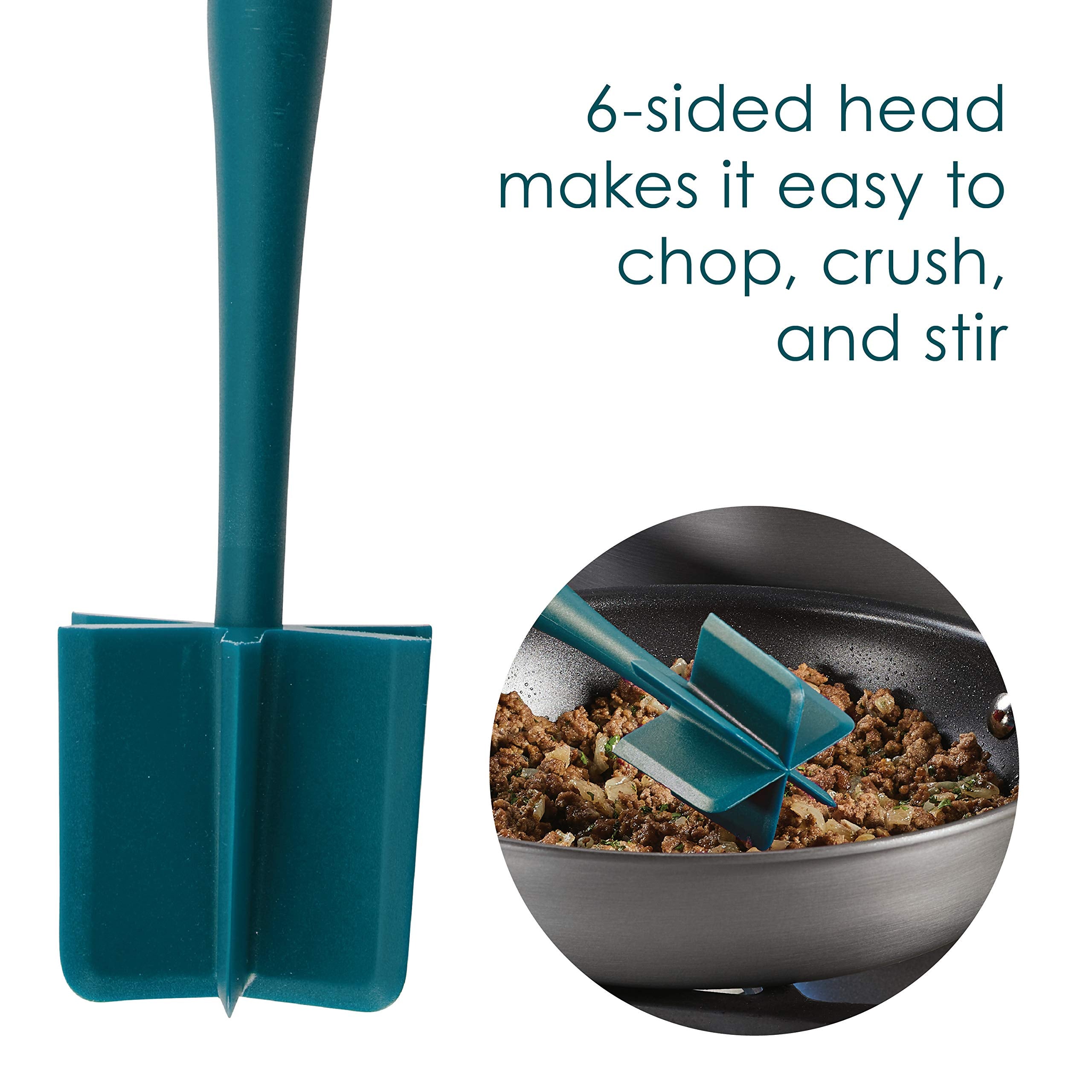 Rachael Ray Tools And Gadgets Lazy Crush & Chop, Flexi Turner, And Scraping Spoon Set / Cooking Utensils - 3 Piece, Teal Blue