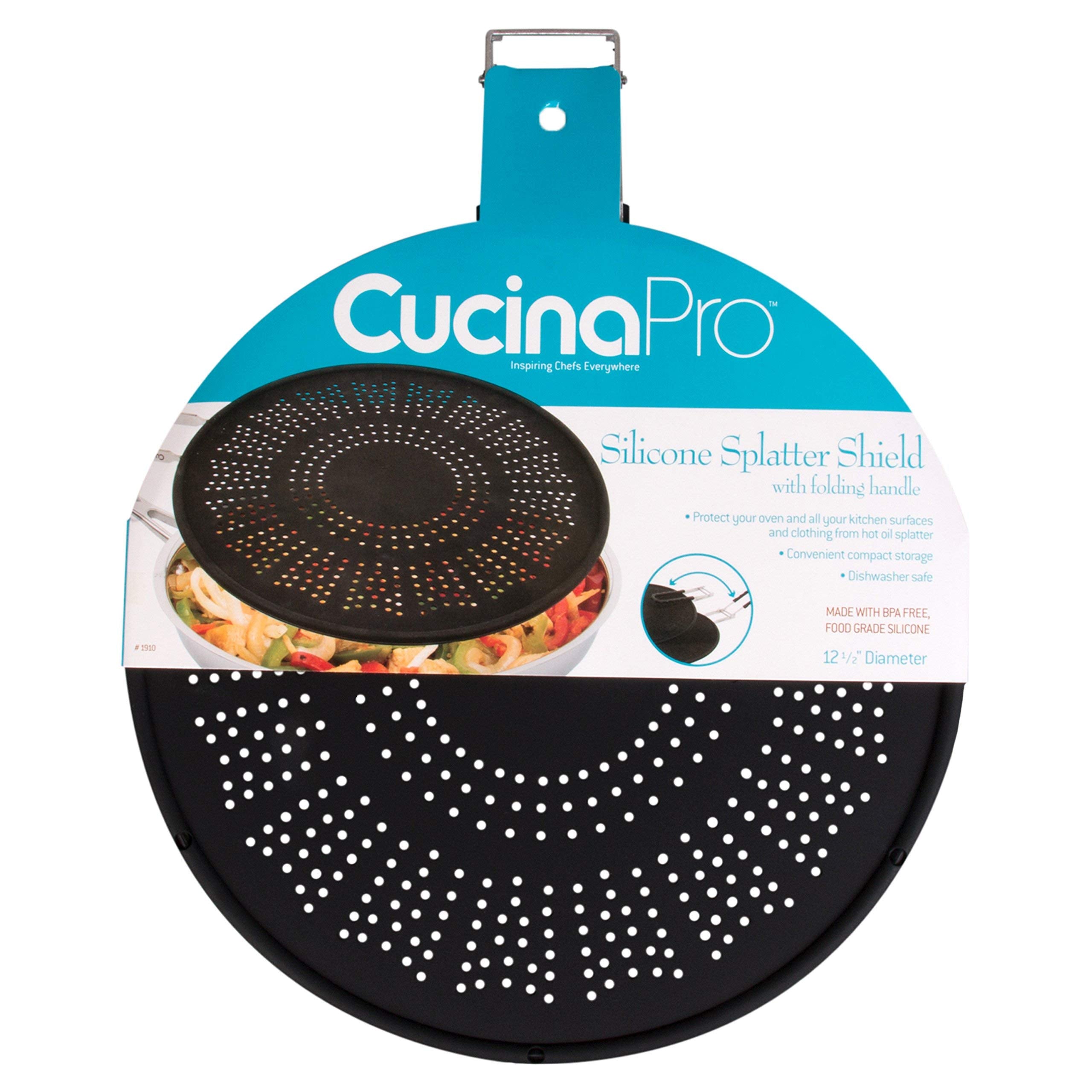 Silicone Splatter Screen- Multi Use Xl 11.5'' Oil And Grease Shield Guard And Strainer W Foldable Handle For Easy Storage - Fits