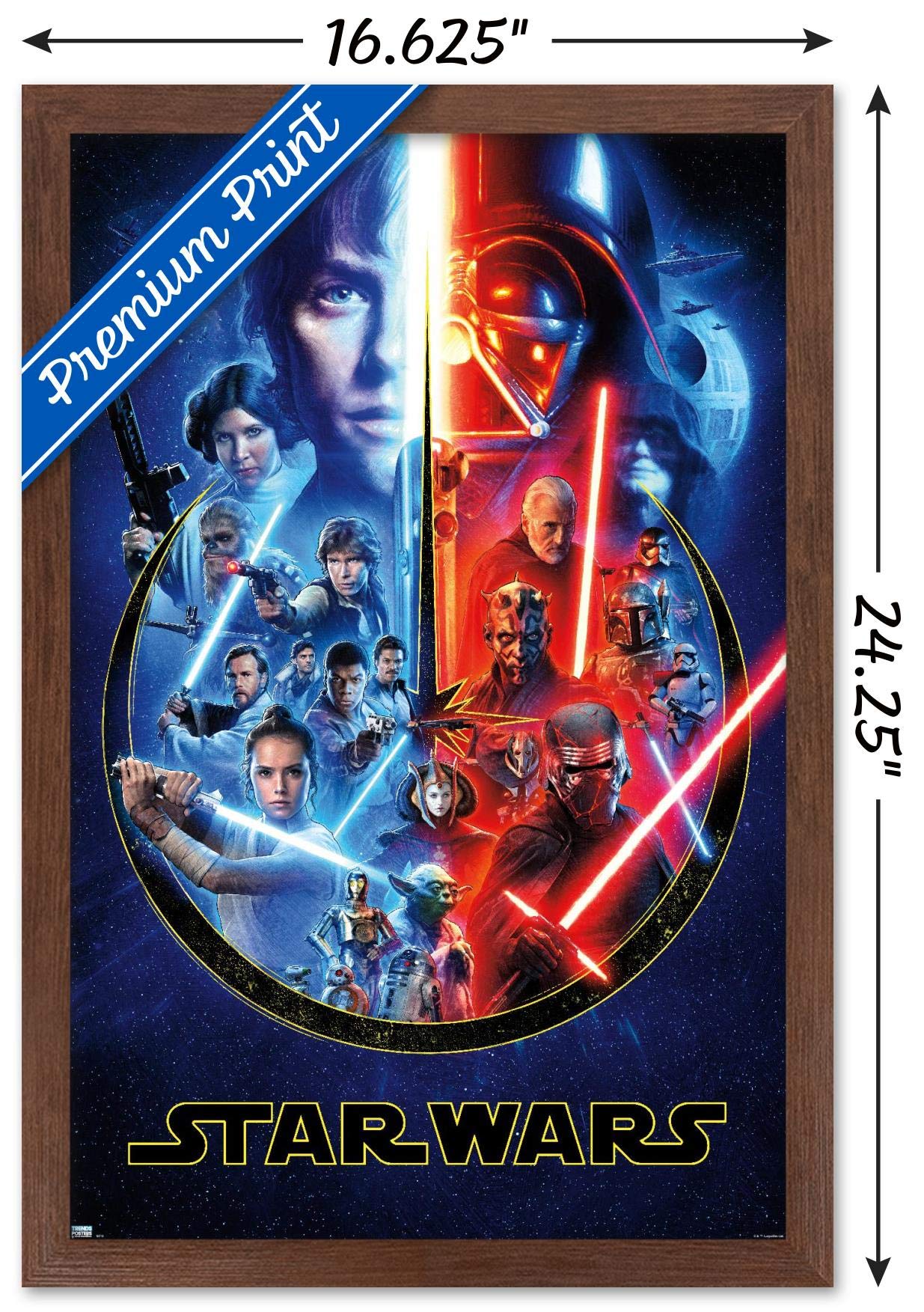 Trends International Star Wars - Skywalker Saga Wall Poster, 14.725'' X 22.375'', Mahogany Framed Version