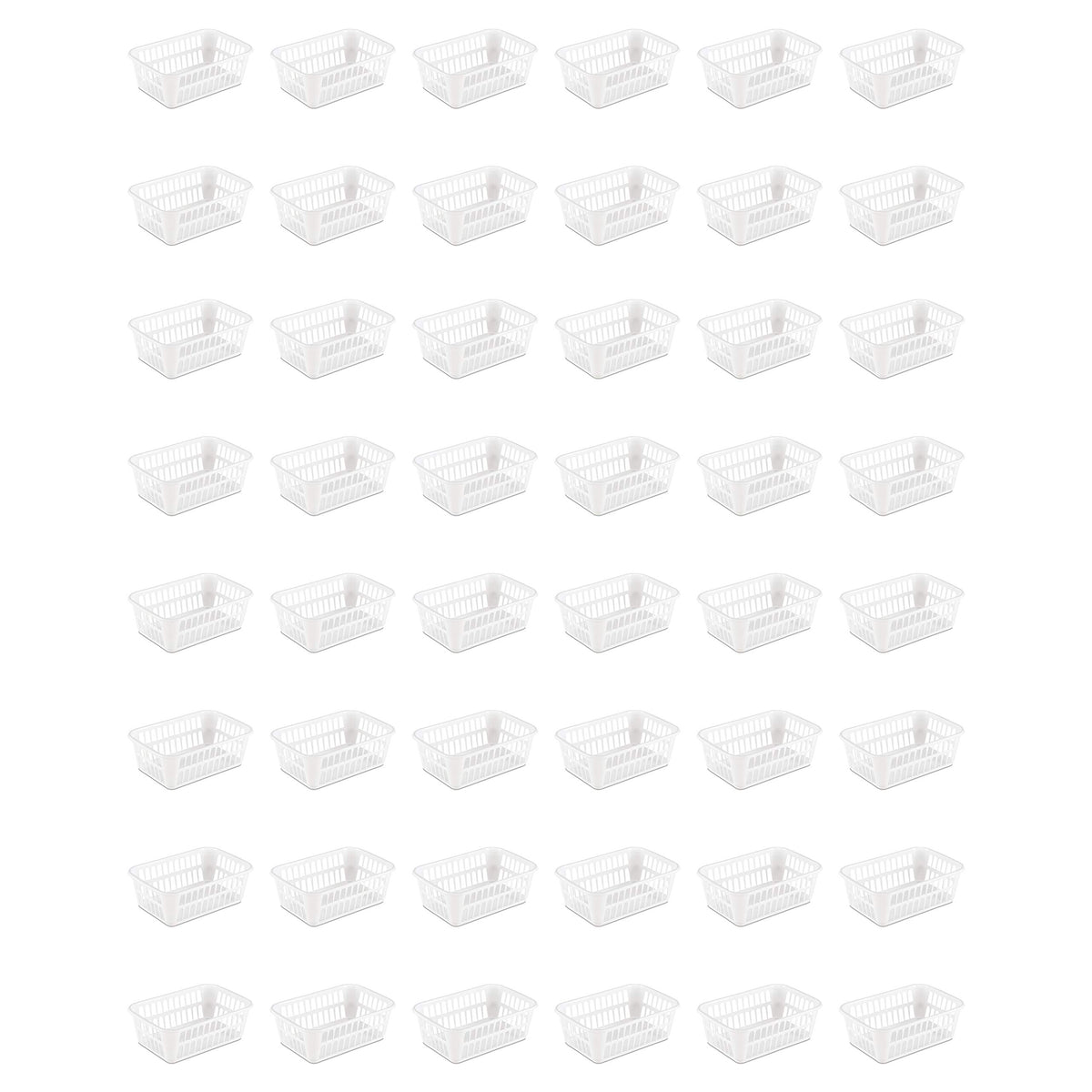 Sterilite Storage Basket, Plastic Basket To Organize Closets, Shelves Or Countertops In The Kitchen Or Bathroom, White, 48-Pack