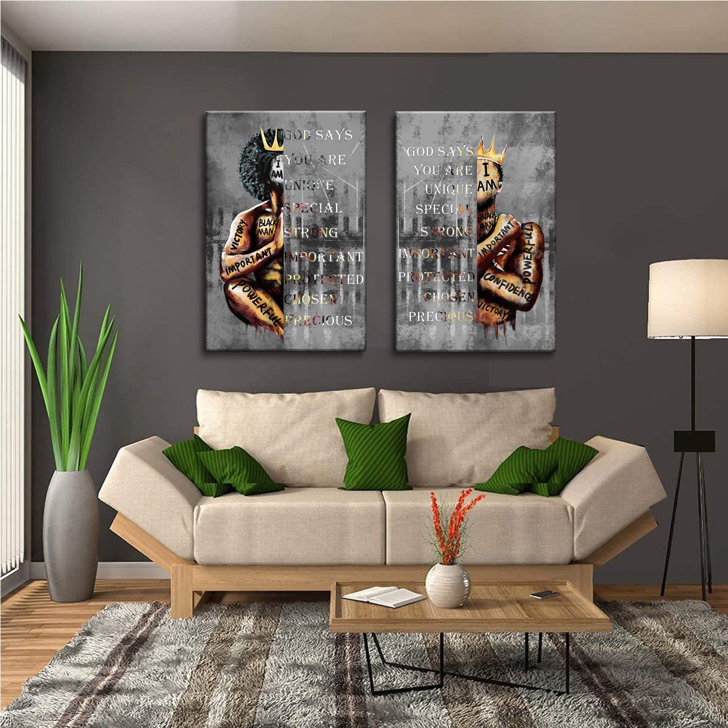 African American Wall Art Man Inspirational Quotes Black King Wall Decor Men Portrait Poster Print Picture Painting Artwork For