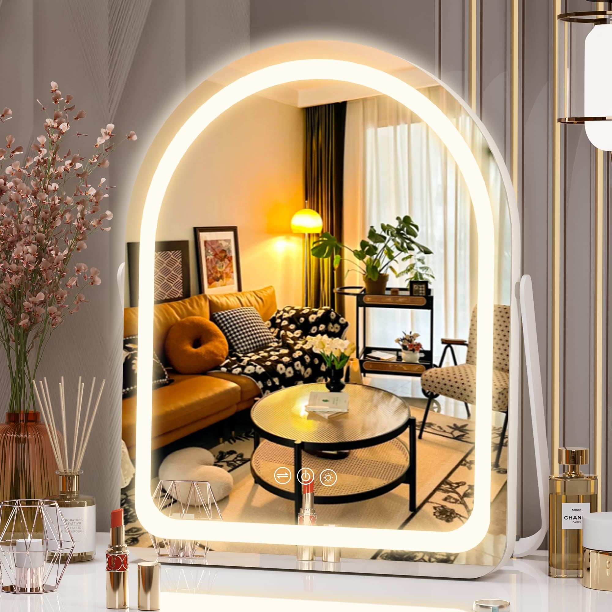 Hasipu Vanity Mirror With Lights, 11''  14'' Led Makeup Mirror, Lighted Makeup Mirror With Lights, Smart Touch Control Dimmable