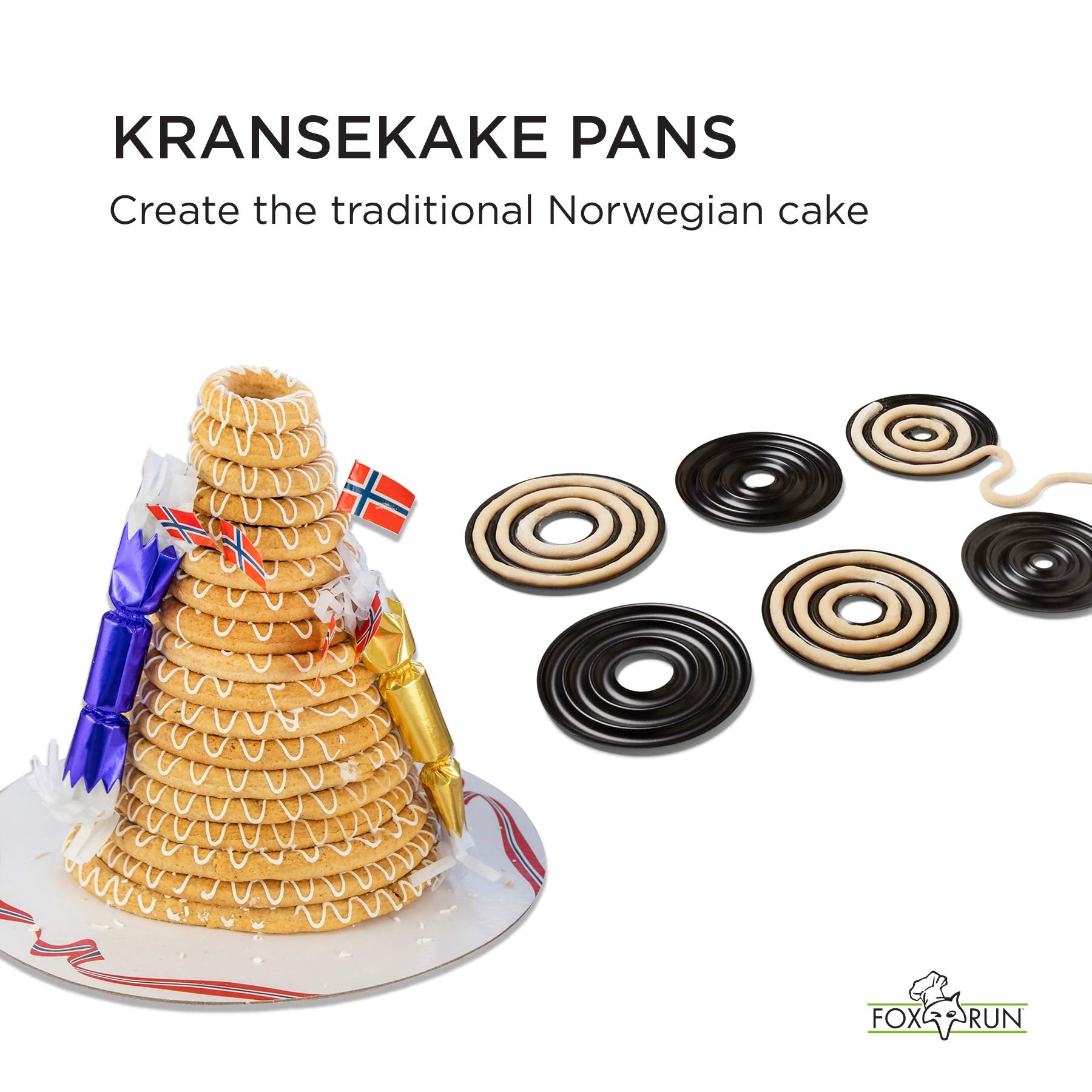 Fox Run Non-Stick Kransekake Mold, 1.75 X 8.75 X 8.75 Inches, Black