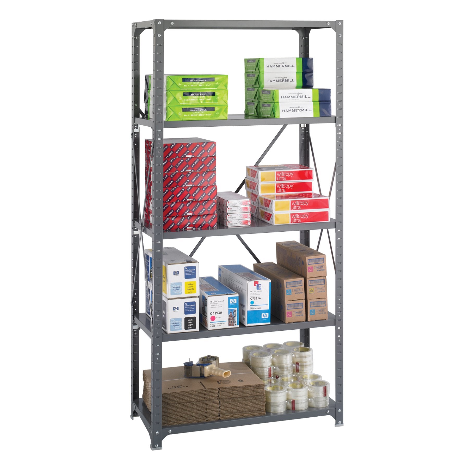 Safco Products 6266 Commercial Shelf Kit 36'' W X 18'' D X 72'' H With 5 Shelves, Gray