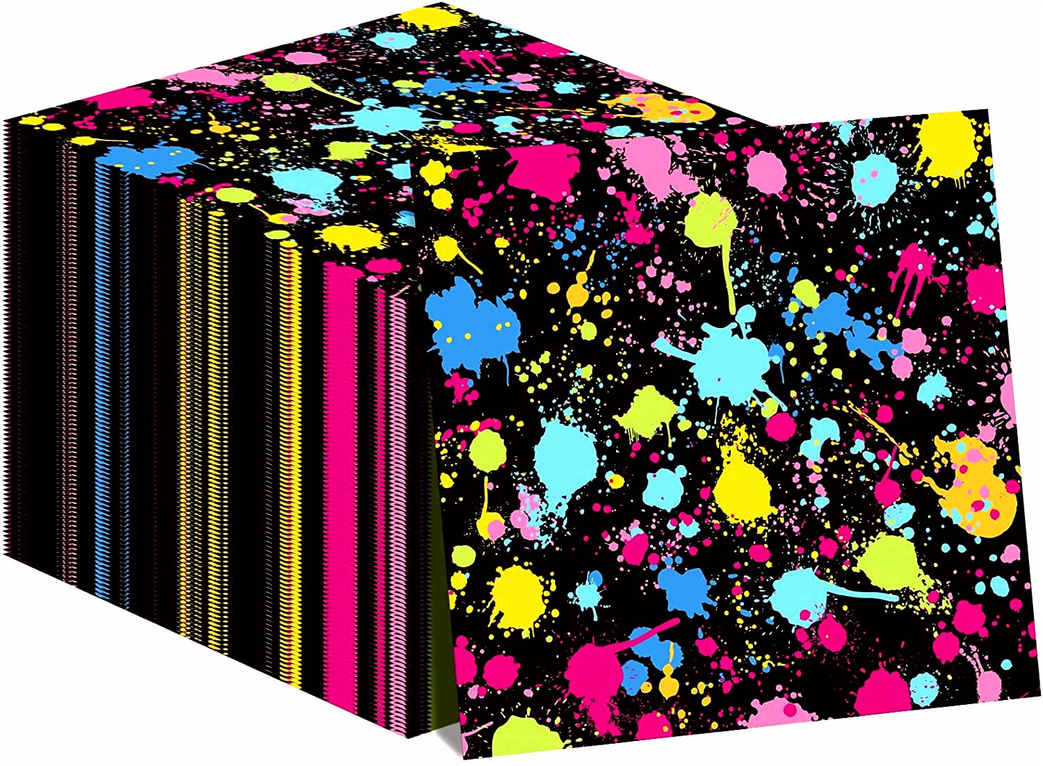 Gisgfim 50 Pcs Neon Napkins Glow In Dark Birthday Party Disposable Paper Napkins Glow Party Supplies Decoration Set