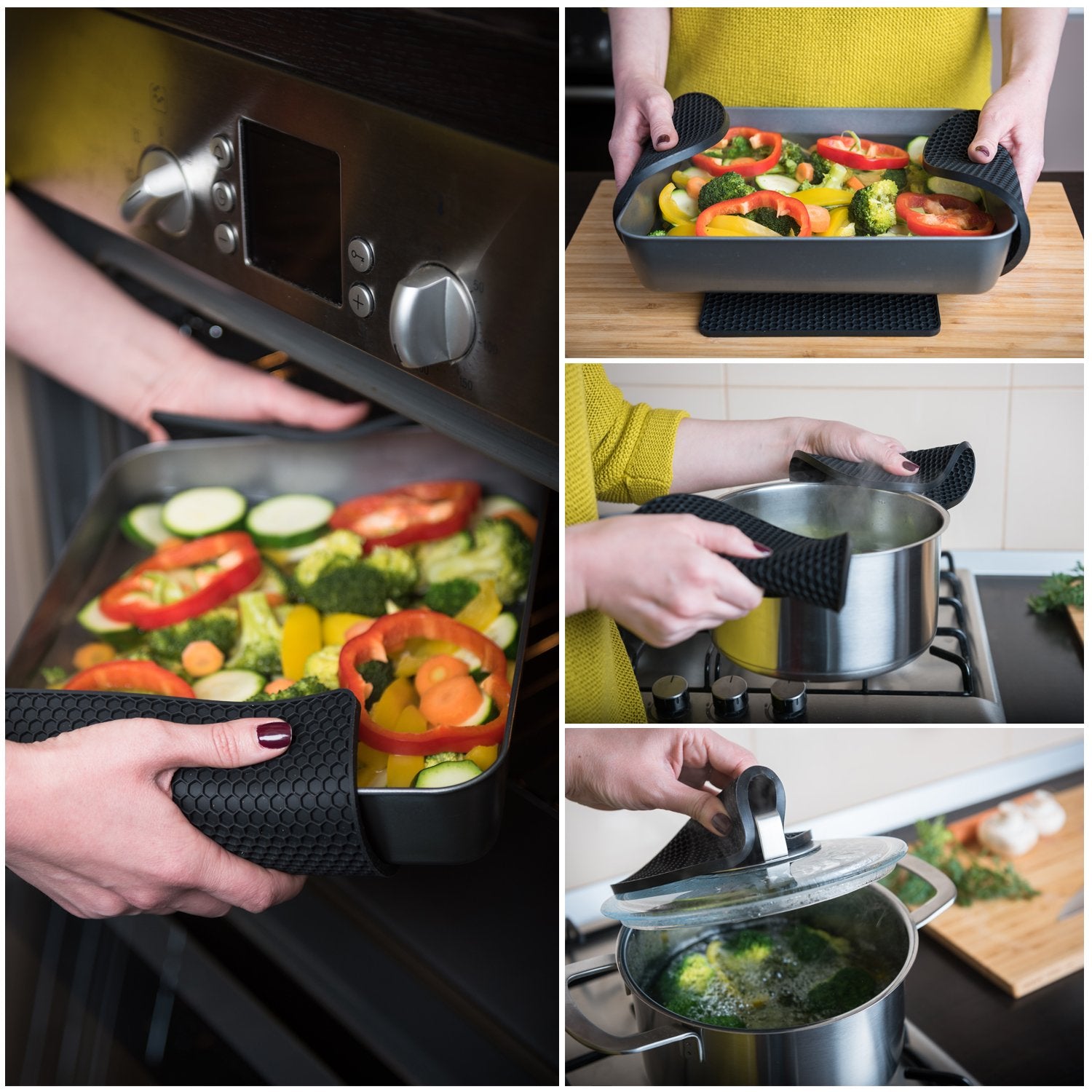 Q'S Inn Silicone Pot Holders And Trivet Mats Heat Resistant To 440F To Protect Your Table And Countertop Contains 4 Pieces 2 Rou