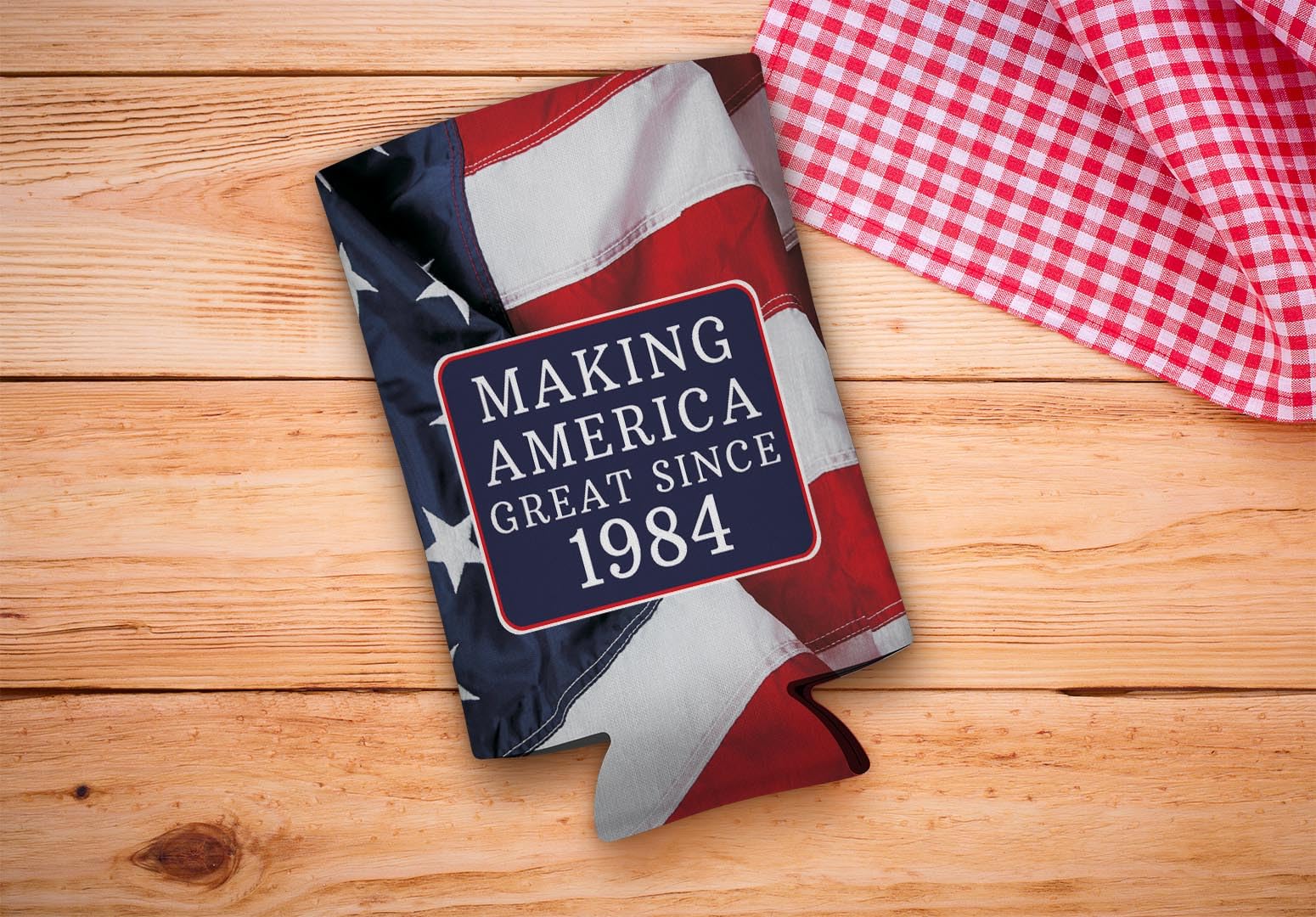 40Th Birthday Coolie Making America Great Since 1984 12-Pack Ultra Slim Can Coolies Us Flag