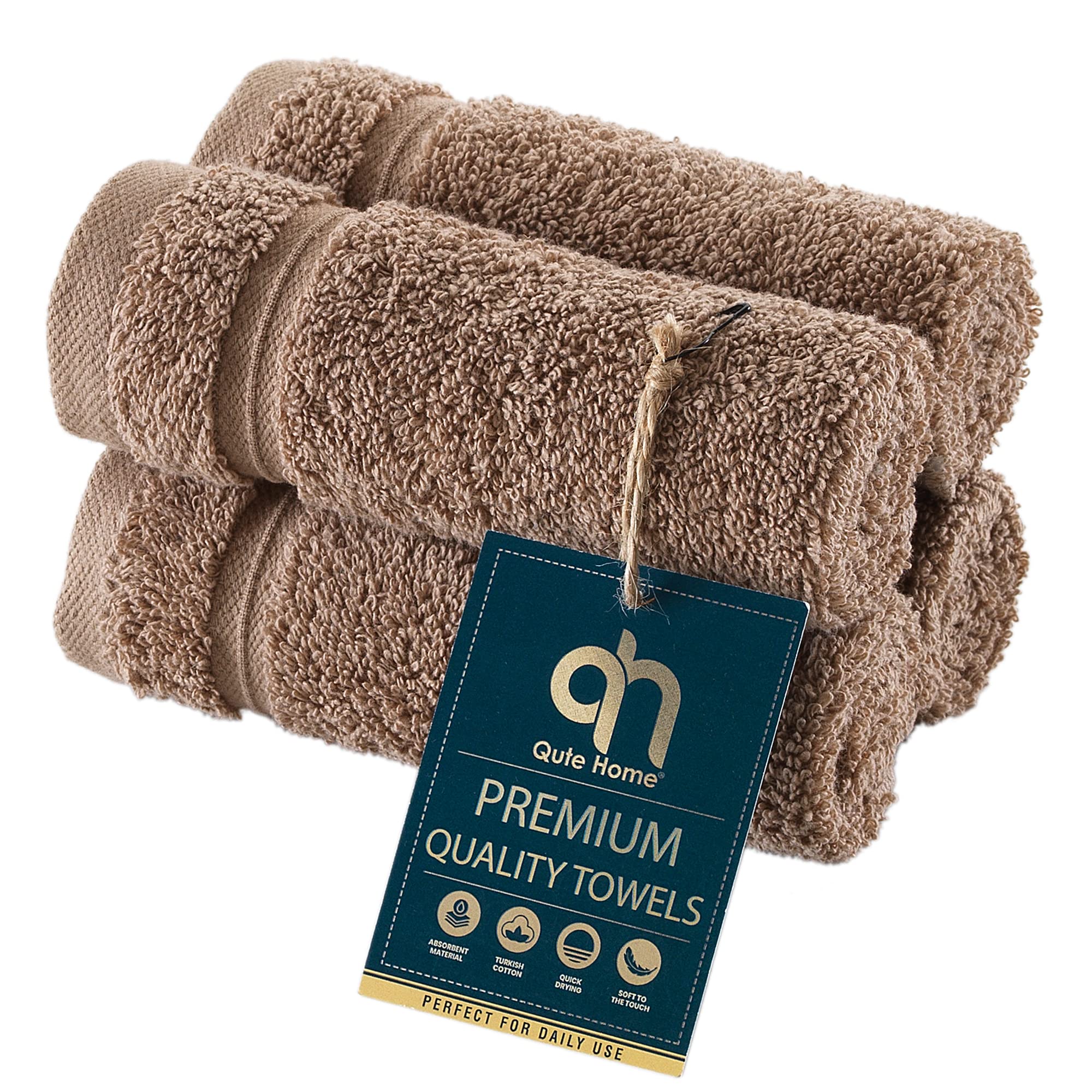 Qute Home 4-Piece Washcloths Towels Set, 100% Turkish Cotton Premium Quality Towels For Bathroom, Quick Dry Soft And Absorbent T