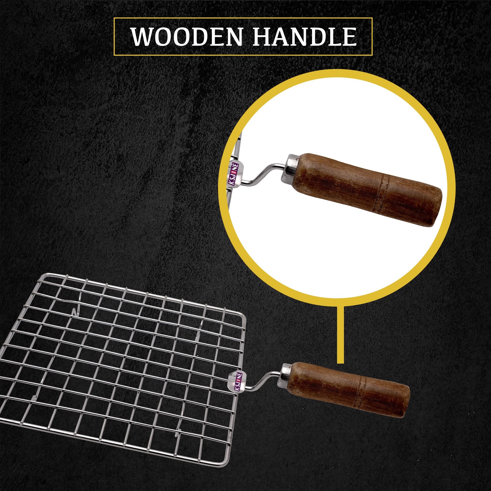 Ksjone Stainless Steel Multi-Functional Wire Steaming Cooling And Baking Barbecue Rack Square Wire Roaster Rack/Papad Jali/Roti