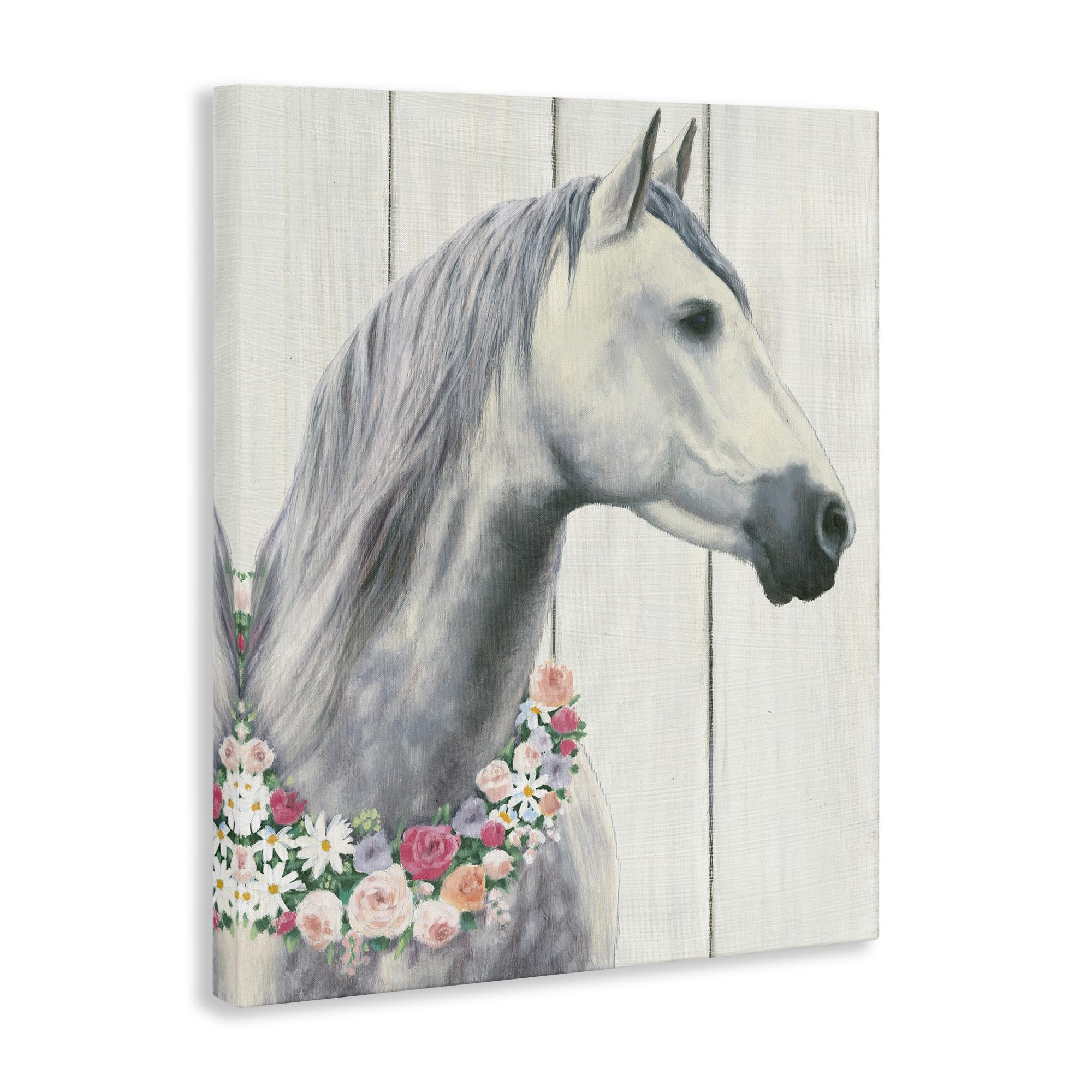 Stupell Industries Spirit Stallion Horse With Flower Wreath Canvas Wall Art  Multi-Color