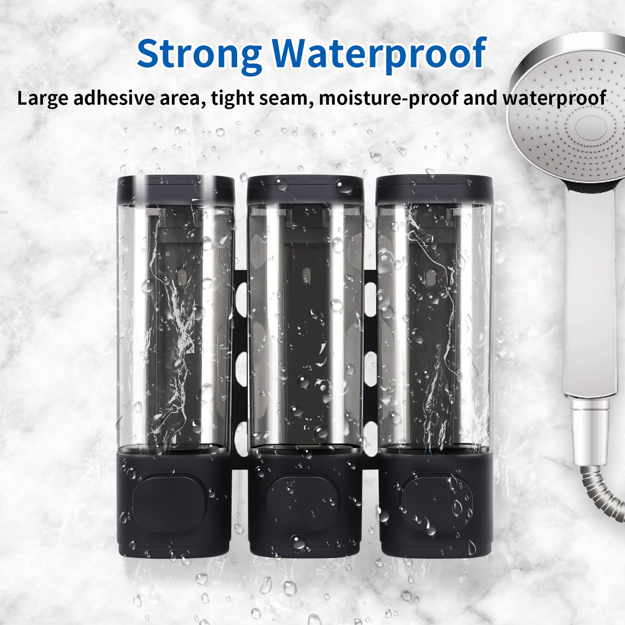 3 Chamber Shampoo Soap Dispenser For Shower Wall Mounted And Conditioner Dispenser No Drill,Perfect For Bathroom, Kitchen,Hotel(