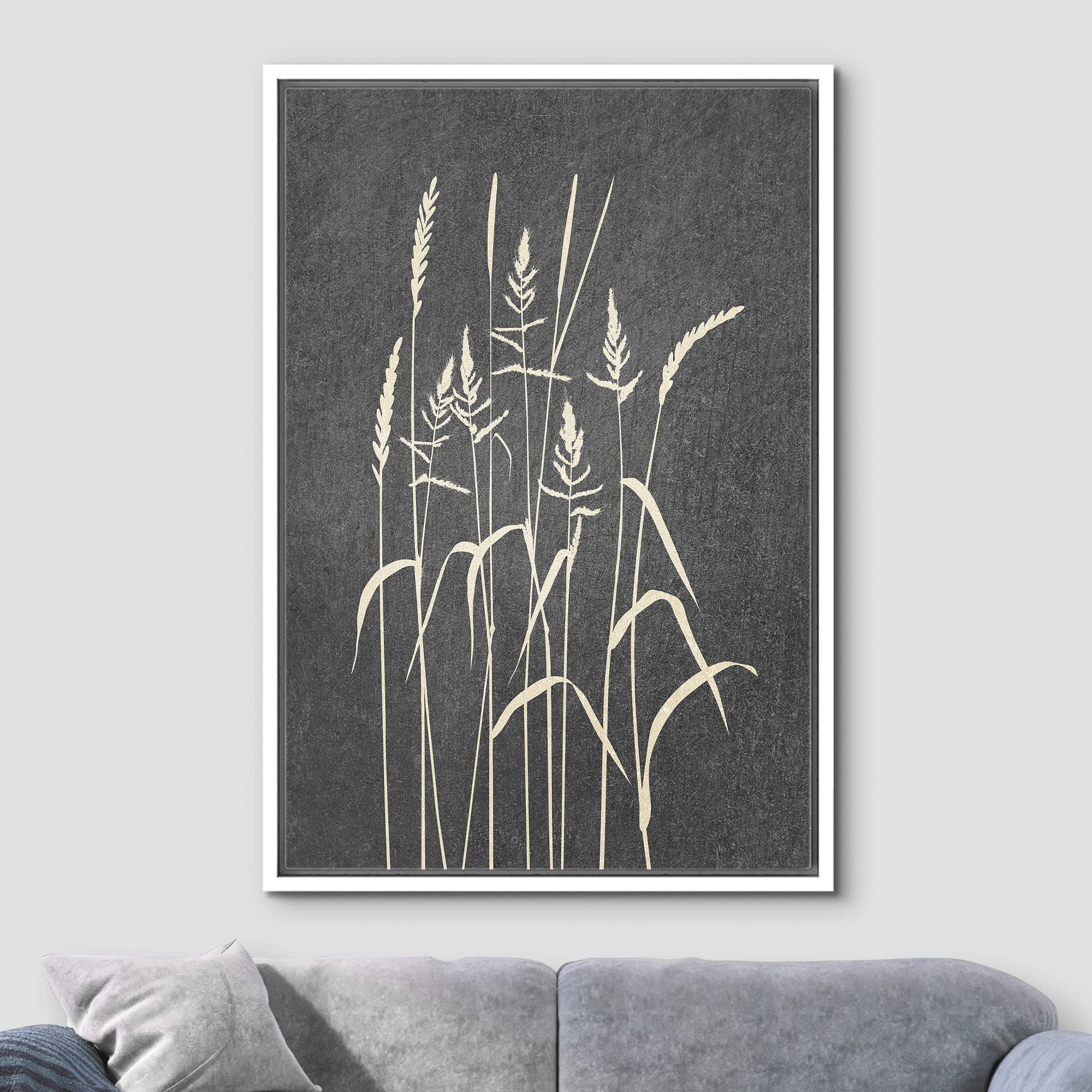 Wall26 Framed Canvas Print Wall Art Duotone Forest Country Wheat Field Plants Nature Wilderness Digital Art Modern Art Rustic Re
