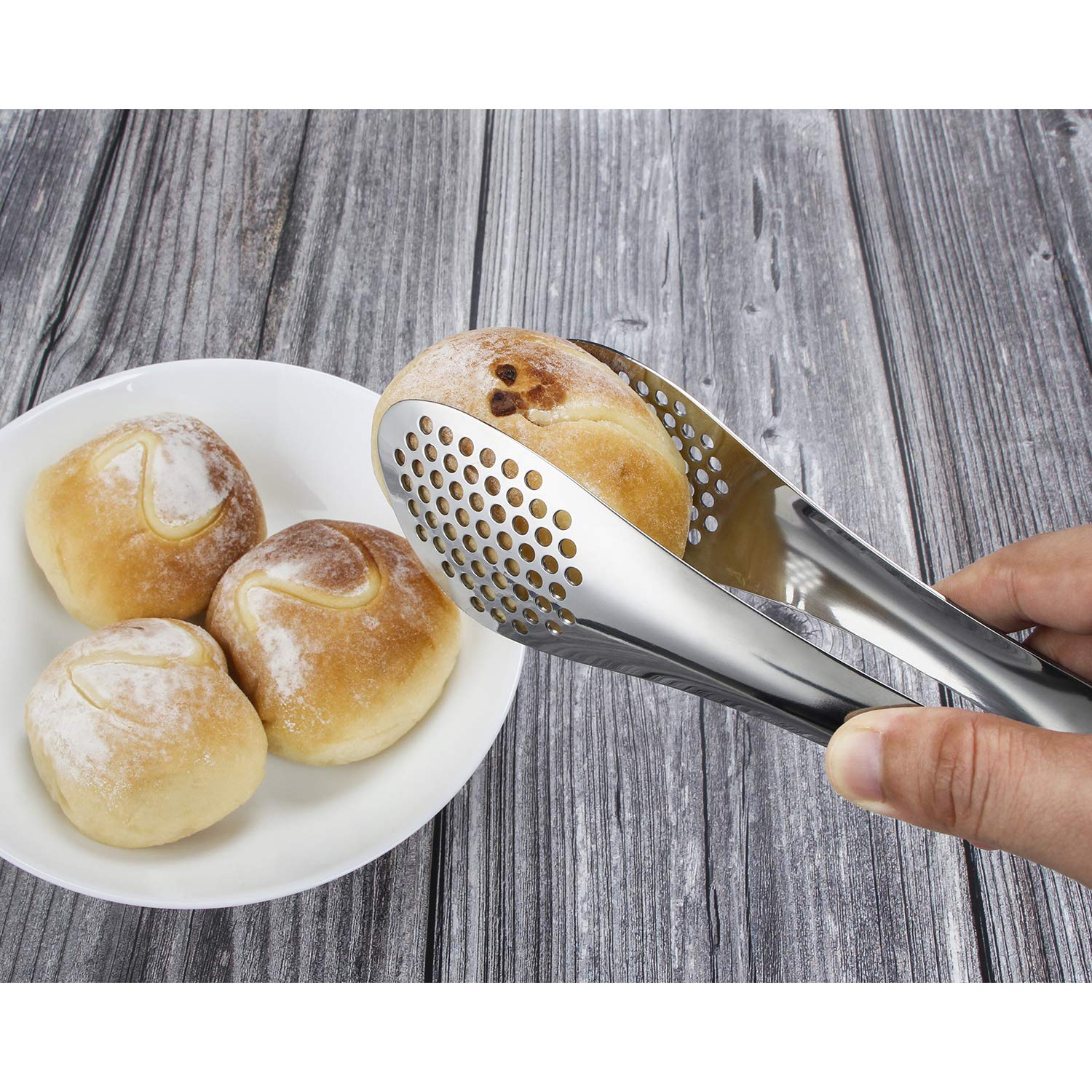 Msy Bigsunny 9 Inch Buffet Tongs, 2 Pack Stainless Steel Food Serving Tongs