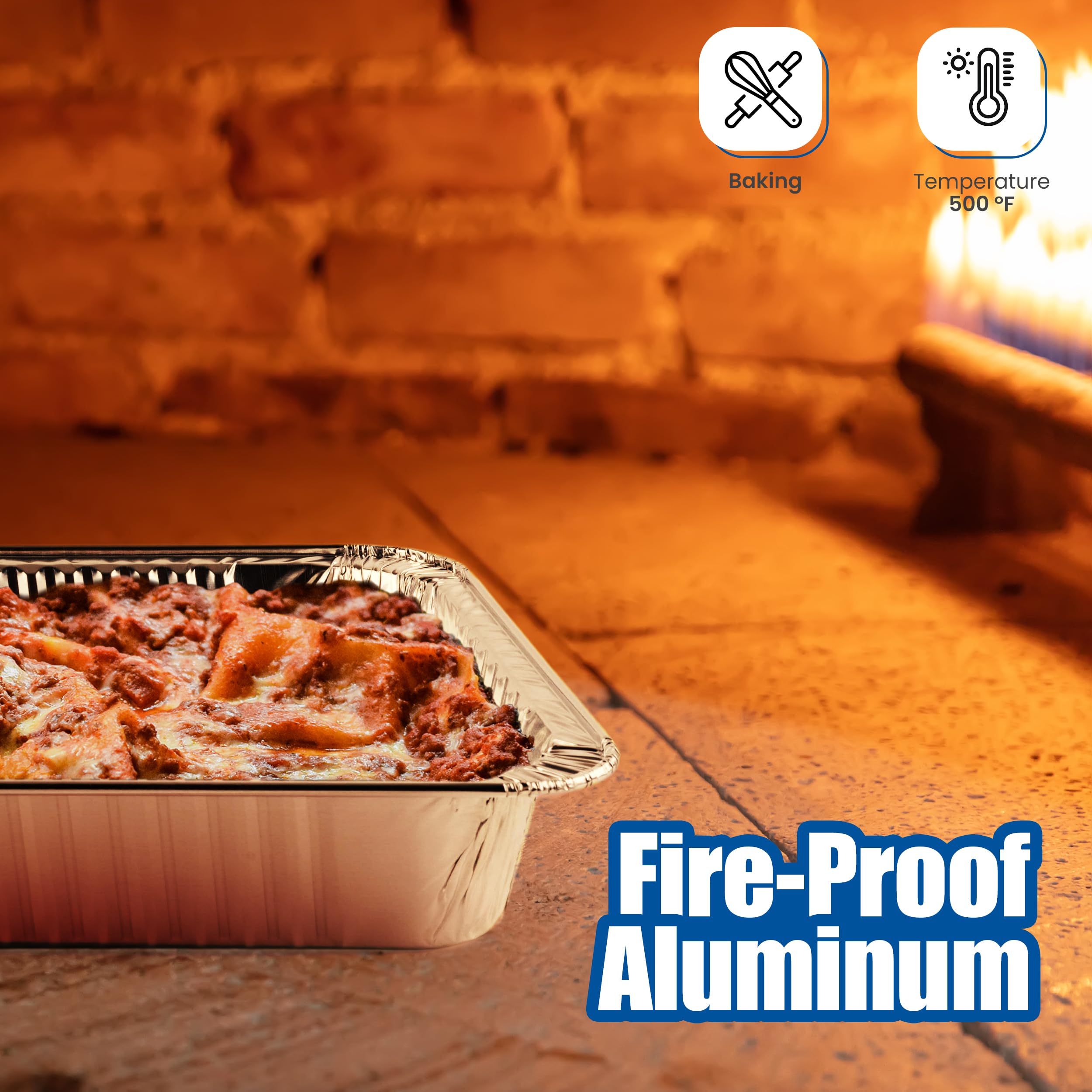 Ehomea2Z Aluminum Pans Disposable Half Size (10 Pack) 9X13 - Heavy Duty Aluminum Foil, 9X13 Baking Pan, Eco-Friendly & Safe, Lig