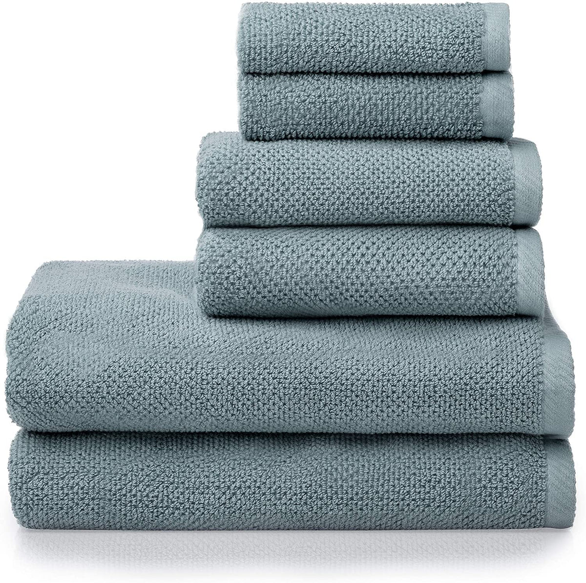 Simpli-Magic 79458 Popcorn Textured Bath Towels Set, 2 Bath Towels, 2 Hand Towels, 2 Washcloths, 6 Pieces, Blue